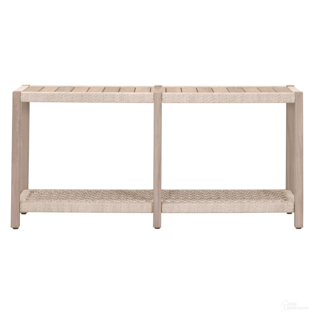 The appearance of Wrap Outdoor Console Table In Oat Flat Rope and Washed Ever Teak designed by Essentials For Living in the transitional interior design. This washed ever teak piece of furniture was selected by 1StopBedrooms from Woven Collection to add a touch of cosiness and style into your home. Sku: 6873.OAT/W-ET. Material: Teak Wood.