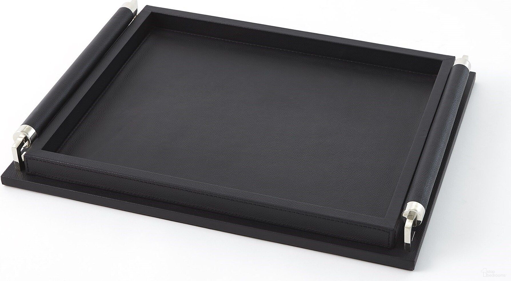 The appearance of Wrapped Handle Small Tray In Black Leather designed by Global Views in the modern / contemporary interior design. This black piece of furniture was selected by 1StopBedrooms from Wrapped Collection to add a touch of cosiness and style into your home. Sku: 991383. Material: Leather.