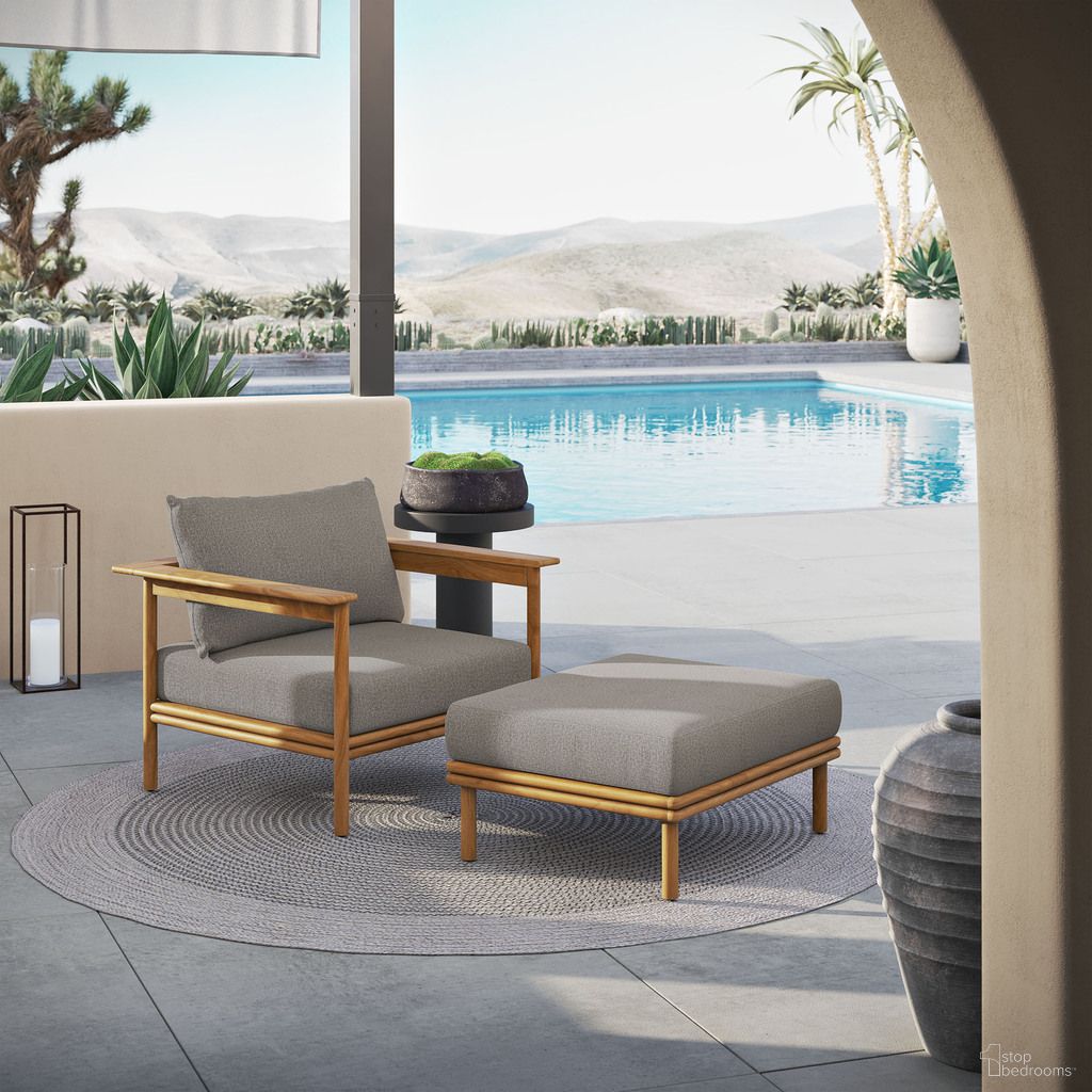The appearance of Wren Outdoor Patio Teak Wood Armchair and Ottoman Set In Natural Driftwood designed by Modway in the transitional interior design. This natural driftwood piece of furniture was selected by 1StopBedrooms from Wren Collection to add a touch of cosiness and style into your home. Sku: EEI-7007-NAT-DRI;EEI-7009-NAT-DRI. Material: Teak Wood.