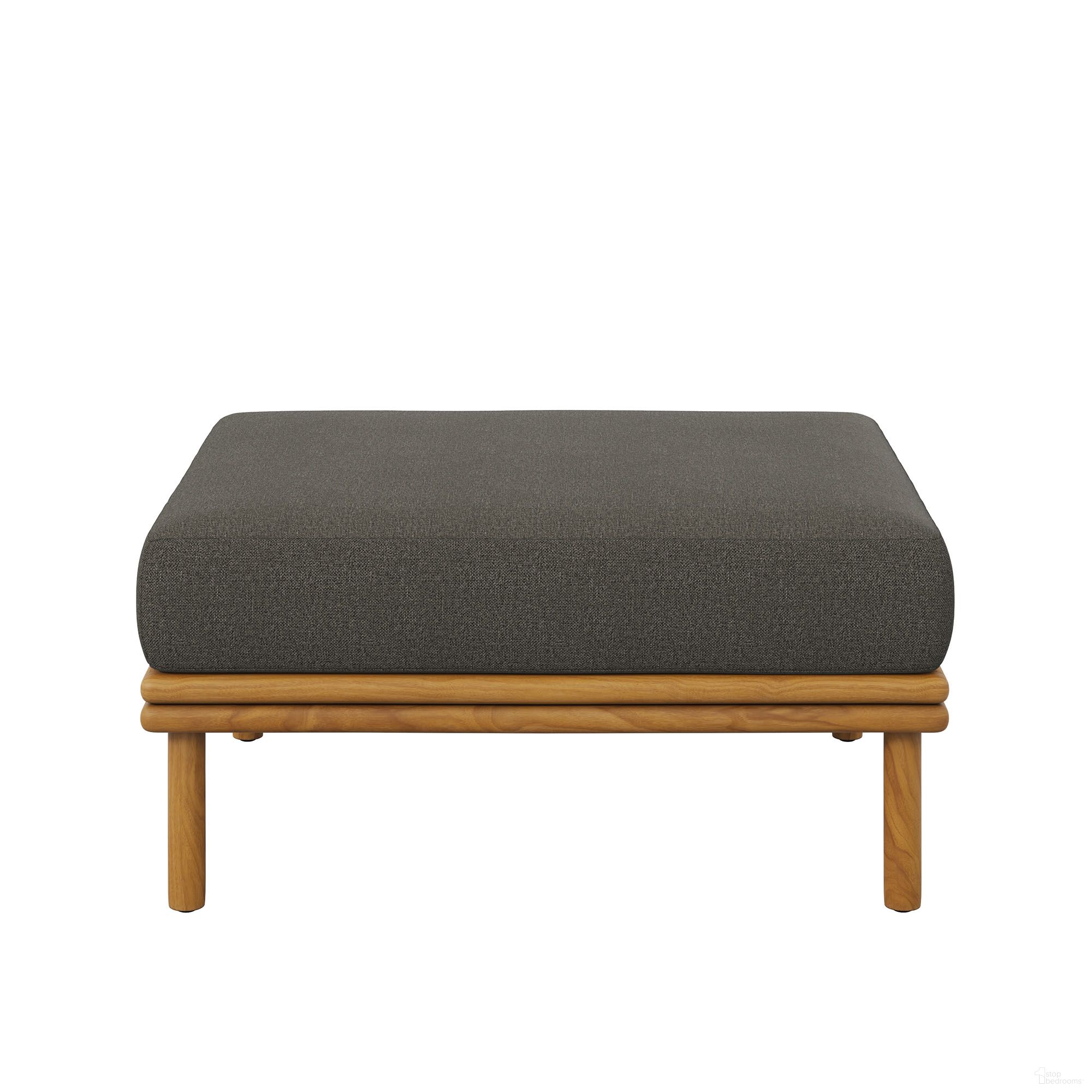 The appearance of Wren Outdoor Patio Teak Wood Ottoman In Natural and Flint Gray designed by Modway in the modern / contemporary interior design. This natural/flint gray piece of furniture  was selected by 1StopBedrooms from Wren Collection to add a touch of cosiness and style into your home. Sku: EEI-7009-NAT-FLI. Material: Teak Wood.