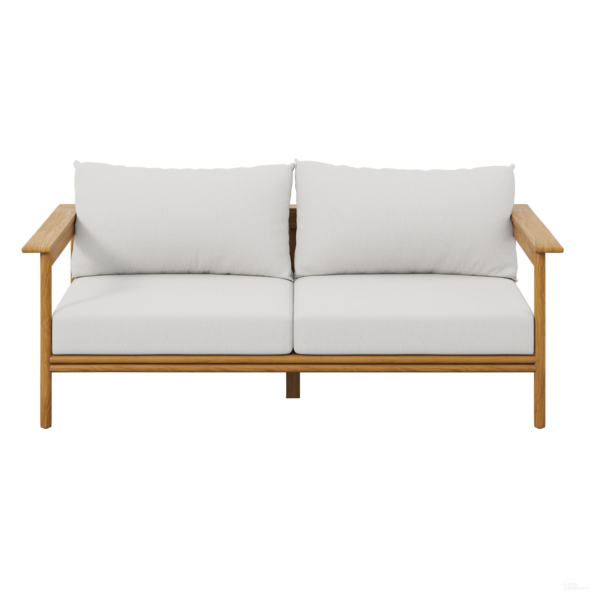The appearance of Wren Outdoor Patio Teak Wood Sofa In Natural and Sail designed by Modway in the modern / contemporary interior design. This natural/sail piece of furniture  was selected by 1StopBedrooms from Wren Collection to add a touch of cosiness and style into your home. Sku: EEI-7008-NAT-SAI. Material: Teak Wood.