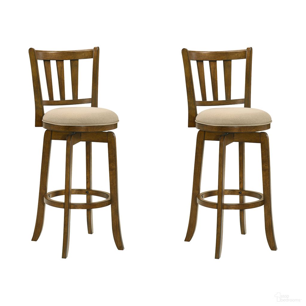 The appearance of Wren Swivel Bar Height Bar Stool Set of 2 In Sepia Brown and Light Scone designed by Armen Living in the modern / contemporary interior design. This sepia brown and light scone piece of furniture was selected by 1StopBedrooms from Wren Collection to add a touch of cosiness and style into your home. Sku: LCWRBALSSB30;LCWRBALSSB30. Material: Polyester.