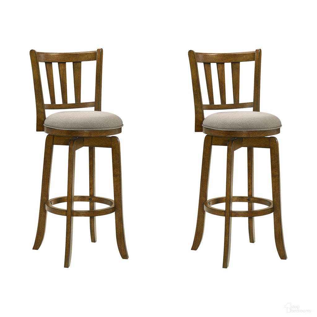 Wren Swivel Bar Height Bar Stool Set of 2 In Sepia Brown and Static Gray