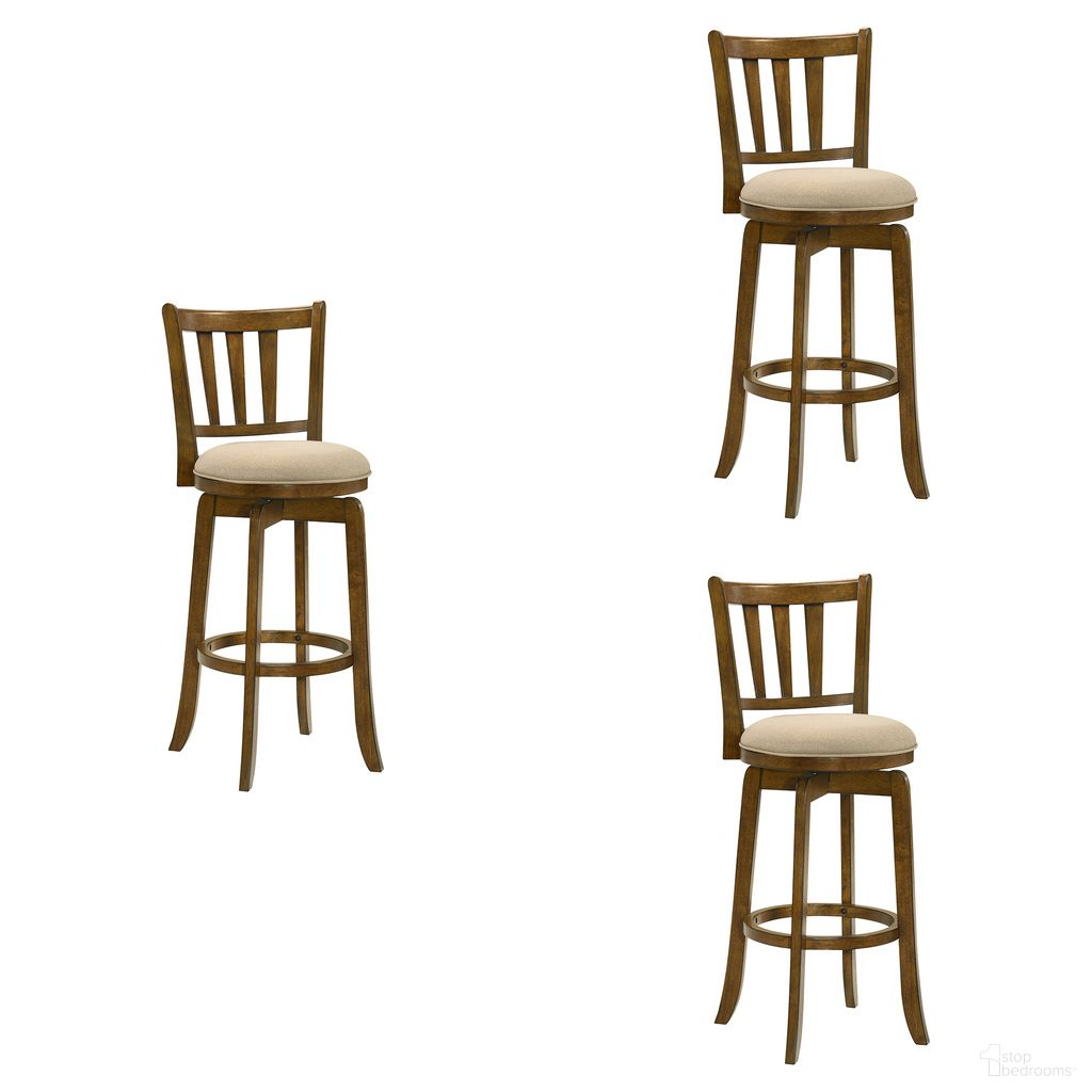 The appearance of Wren Swivel Bar Height Bar Stool Set of 3 In Sepia Brown and Light Scone designed by Armen Living in the modern / contemporary interior design. This sepia brown and light scone piece of furniture was selected by 1StopBedrooms from Wren Collection to add a touch of cosiness and style into your home. Sku: LCWRBALSSB30;LCWRBALSSB30;LCWRBALSSB30. Material: Polyester.
