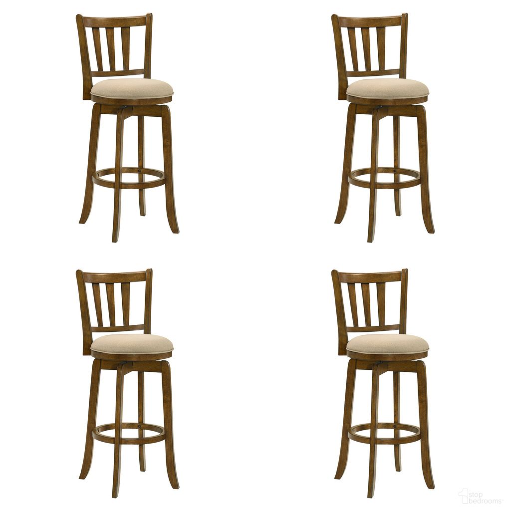 The appearance of Wren Swivel Bar Height Bar Stool Set of 4 In Sepia Brown and Light Scone designed by Armen Living in the modern / contemporary interior design. This sepia brown and light scone piece of furniture was selected by 1StopBedrooms from Wren Collection to add a touch of cosiness and style into your home. Sku: LCWRBALSSB30;LCWRBALSSB30;LCWRBALSSB30;LCWRBALSSB30. Material: Polyester.