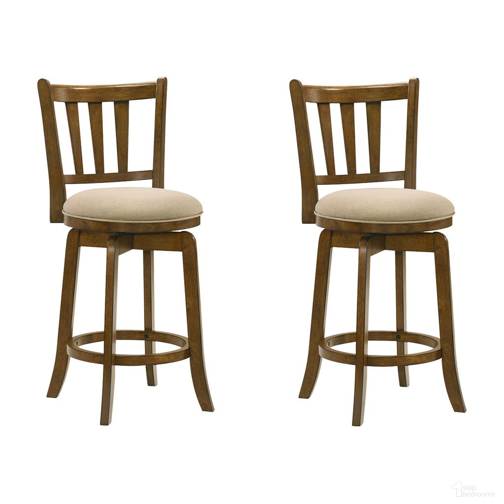The appearance of Wren Swivel Counter Height Bar Stool Set of 2 In Sepia Brown and Light Scone designed by Armen Living in the modern / contemporary interior design. This sepia brown and light scone piece of furniture  was selected by 1StopBedrooms from Wren Collection to add a touch of cosiness and style into your home. Sku: LCWRBALSSB26;LCWRBALSSB26. Material: Polyester.
