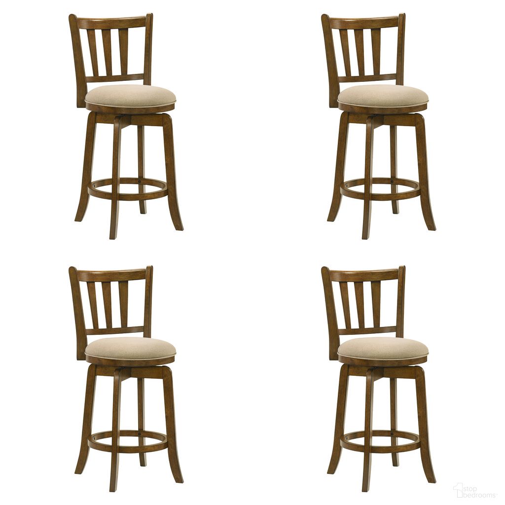 The appearance of Wren Swivel Counter Height Bar Stool Set of 4 In Sepia Brown and Light Scone designed by Armen Living in the modern / contemporary interior design. This sepia brown and light scone piece of furniture was selected by 1StopBedrooms from Wren Collection to add a touch of cosiness and style into your home. Sku: LCWRBALSSB26;LCWRBALSSB26;LCWRBALSSB26;LCWRBALSSB26. Material: Polyester.