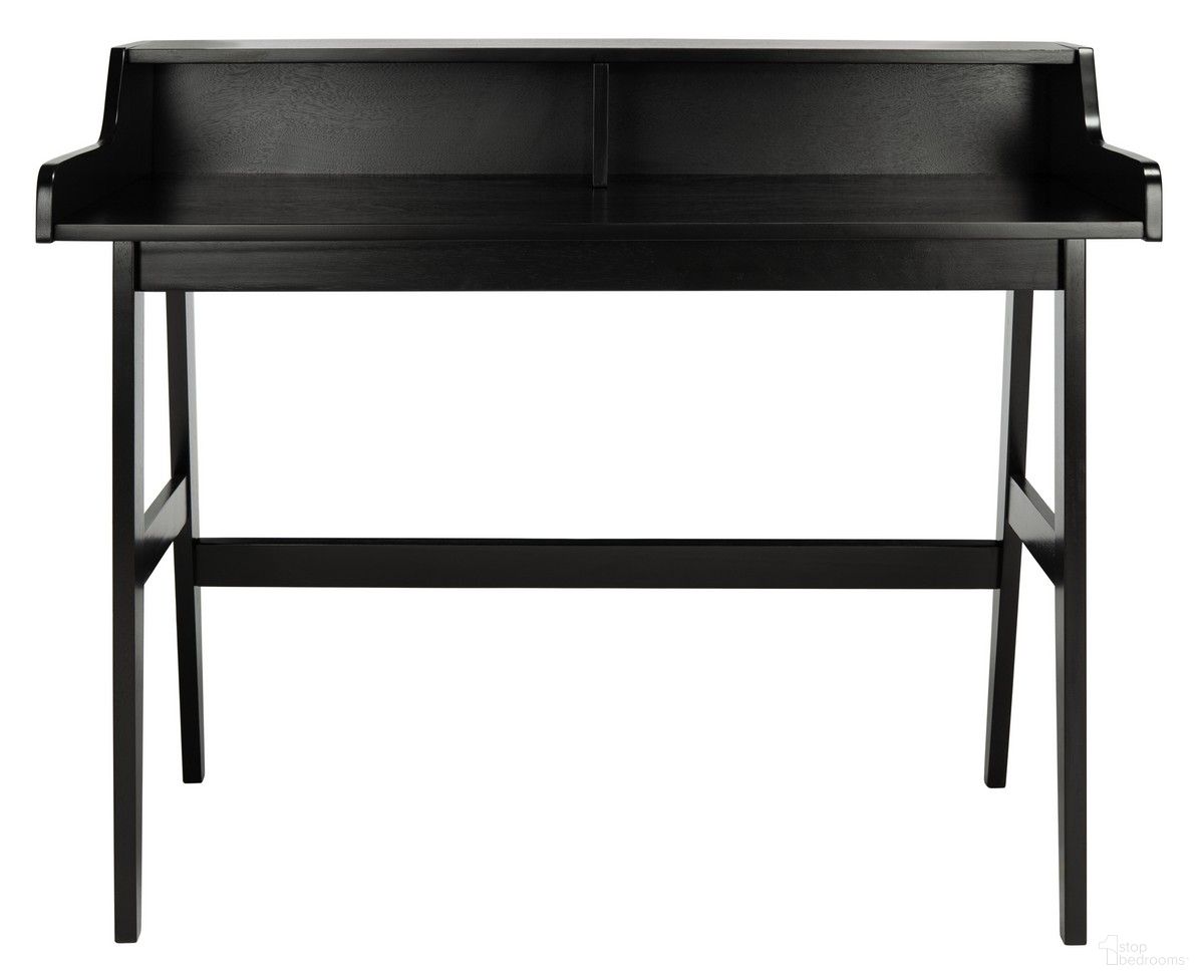 The appearance of Wrigley Desk in Matte Black designed by Safavieh in the transitional interior design. This matte black piece of furniture was selected by 1StopBedrooms from Wrigley Collection to add a touch of cosiness and style into your home. Sku: DSK1400B. Material: Wood.