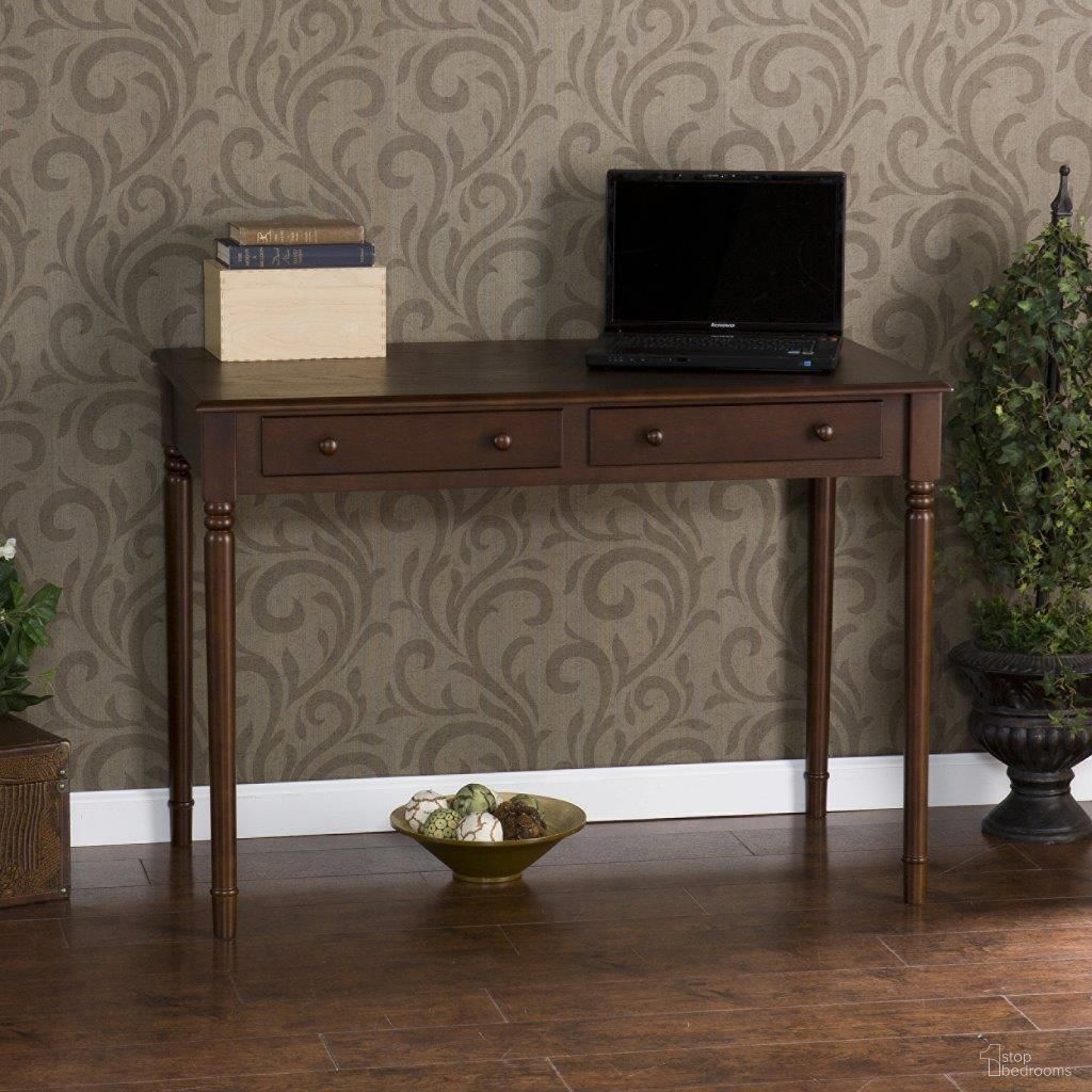 The appearance of Writing 2-Drawer Desk In Espresso designed by SEI Furniture in the country / farmhouse interior design. This espresso piece of furniture was selected by 1StopBedrooms from 2-Drawer Desk Collection to add a touch of cosiness and style into your home. Sku: HO8799. Material: Wood.