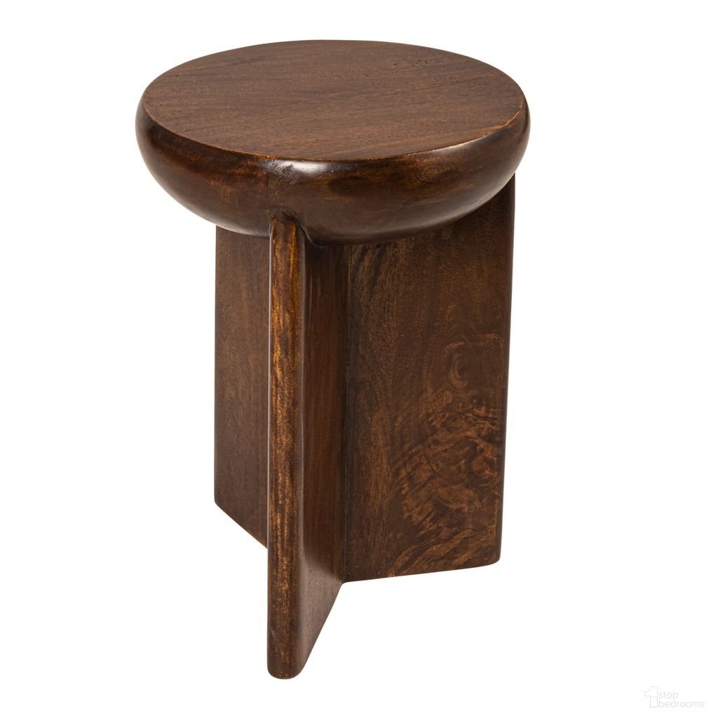 Wyatt Semi-Sphere Mango Wood Accent Table with Solid Legs In Walnut