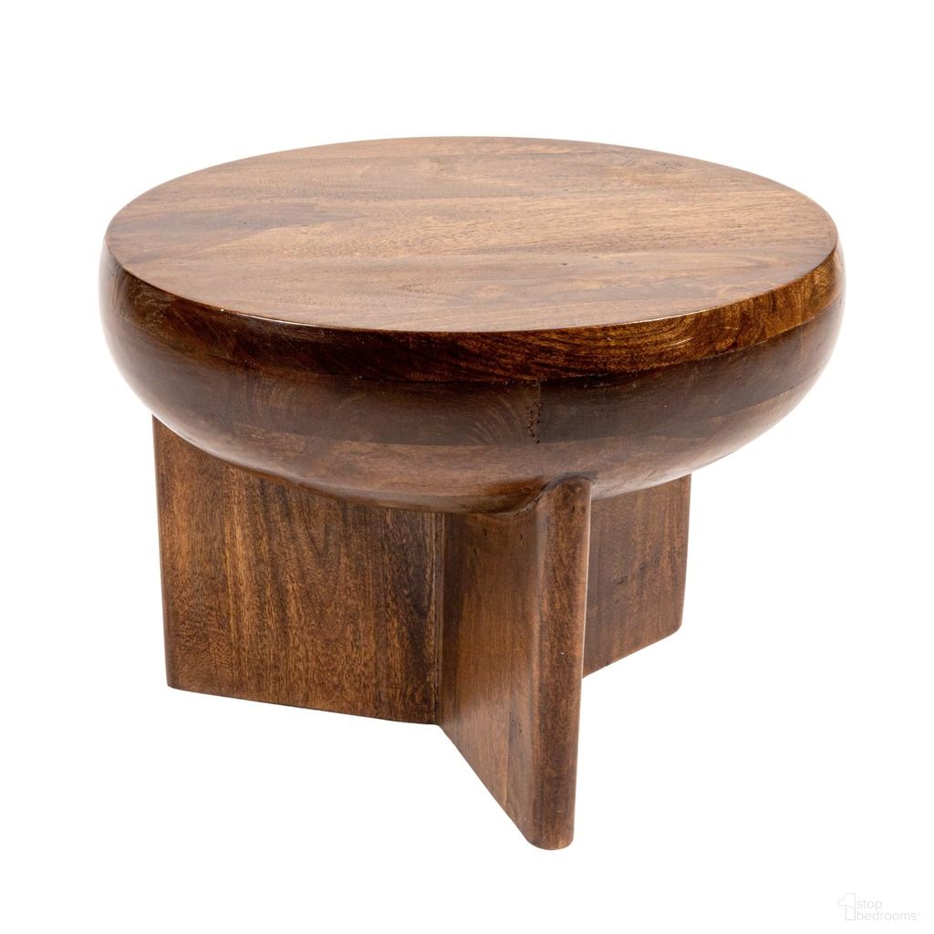 Wyatt Semi-Sphere Mango Wood End Table with Solid Legs In Walnut