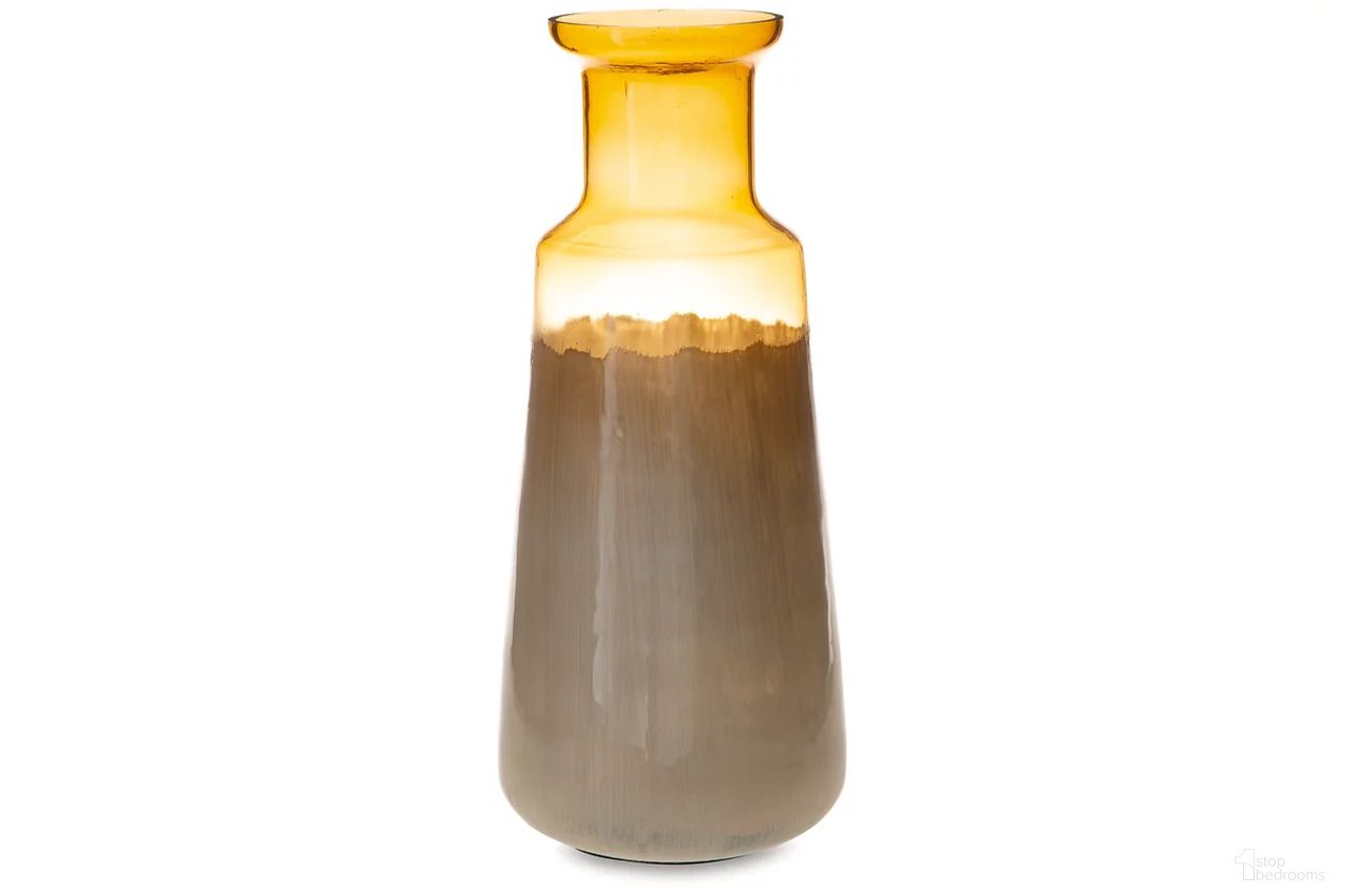 Wynburg 19 Inch Vase In White and Amber