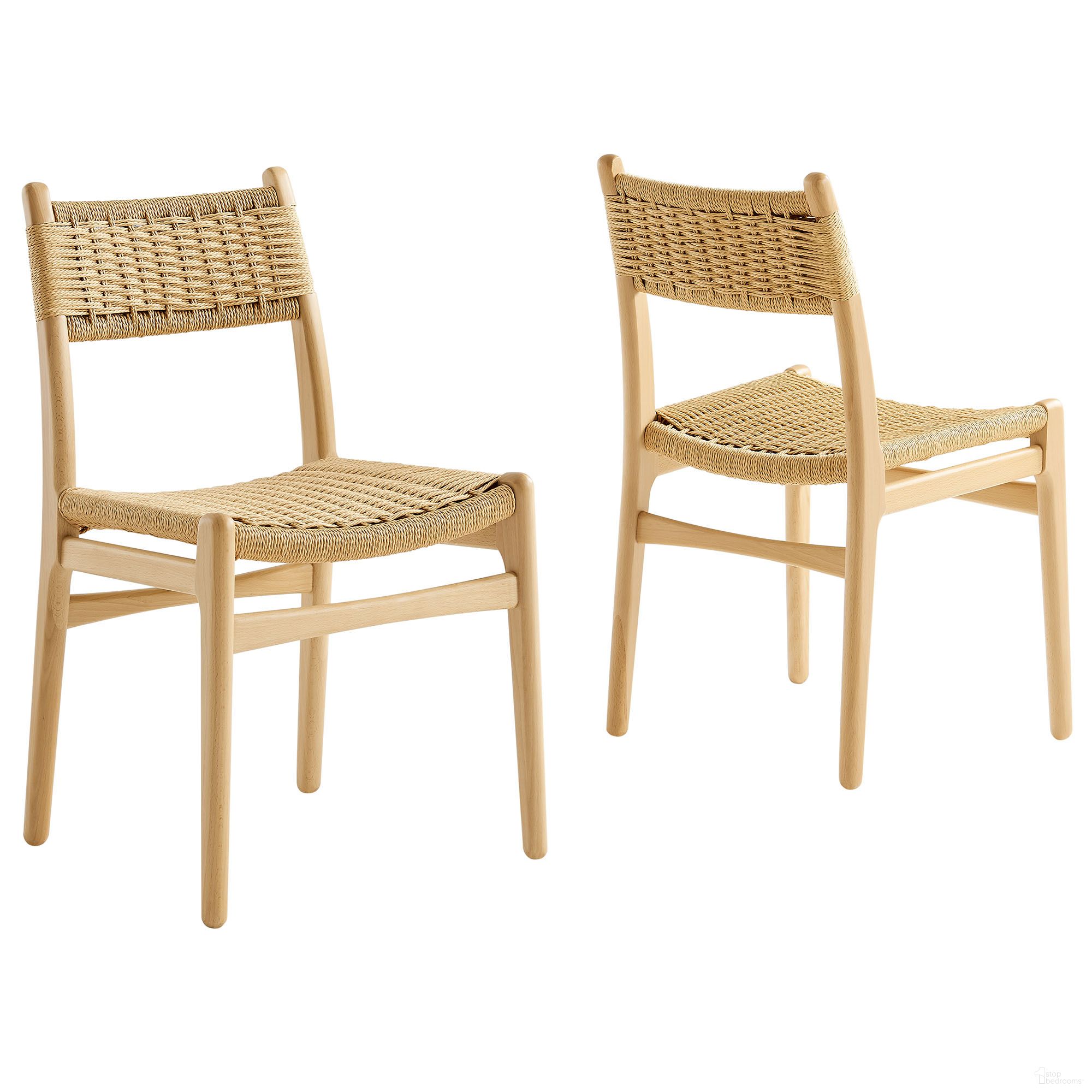 The appearance of Wynn Rope and Wood Dining Side Chairs Set of 2 In Natural designed by Modway in the modern / contemporary interior design. This natural piece of furniture  was selected by 1StopBedrooms from Wynn Collection to add a touch of cosiness and style into your home. Sku: EEI-7044-NAT-NAT. Material: Rope. Chair Type: Side Chair.