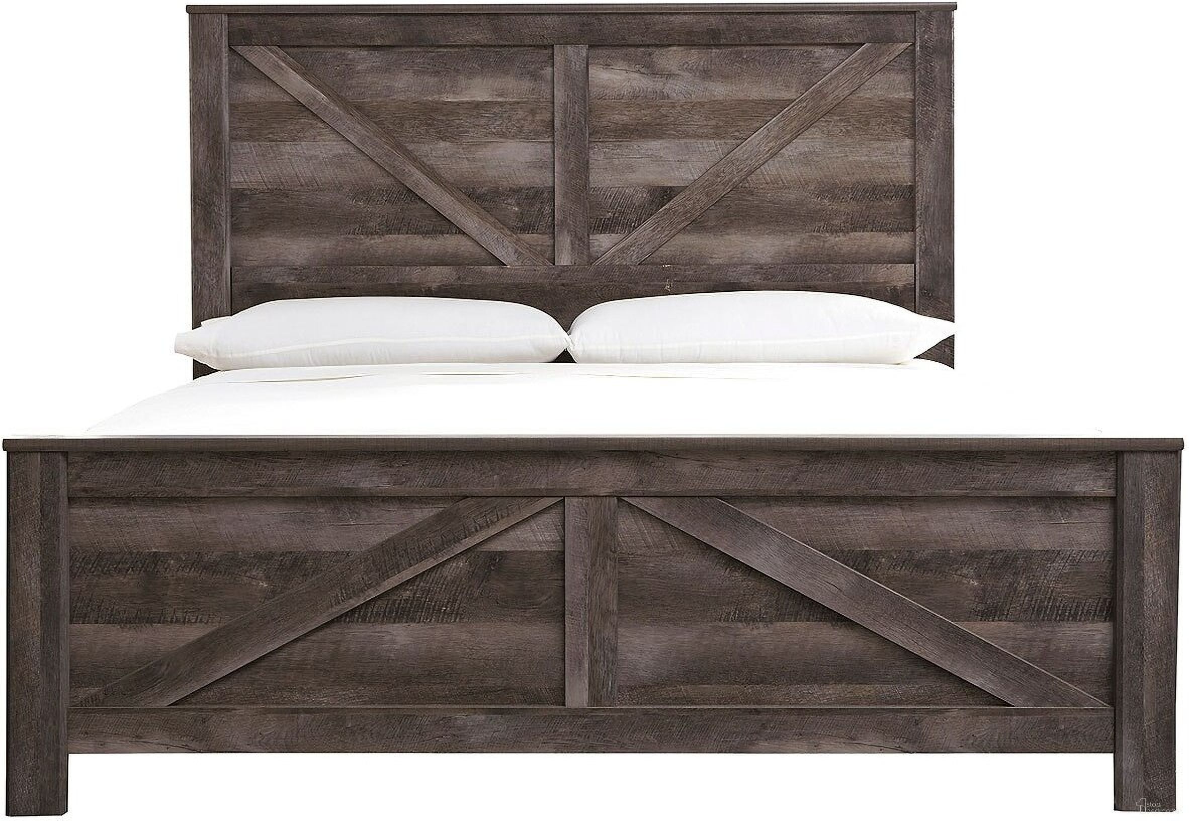 The appearance of Wynnlow Crossbuck Panel Bed (King) designed by Signature Design by Ashley in the transitional interior design. This gray piece of furniture was selected by 1StopBedrooms from Wynnlow Collection to add a touch of cosiness and style into your home. Sku: B440-58;B440-56;B440-99. Bed Type: Panel Bed. Material: Wood. Bed Size: King.