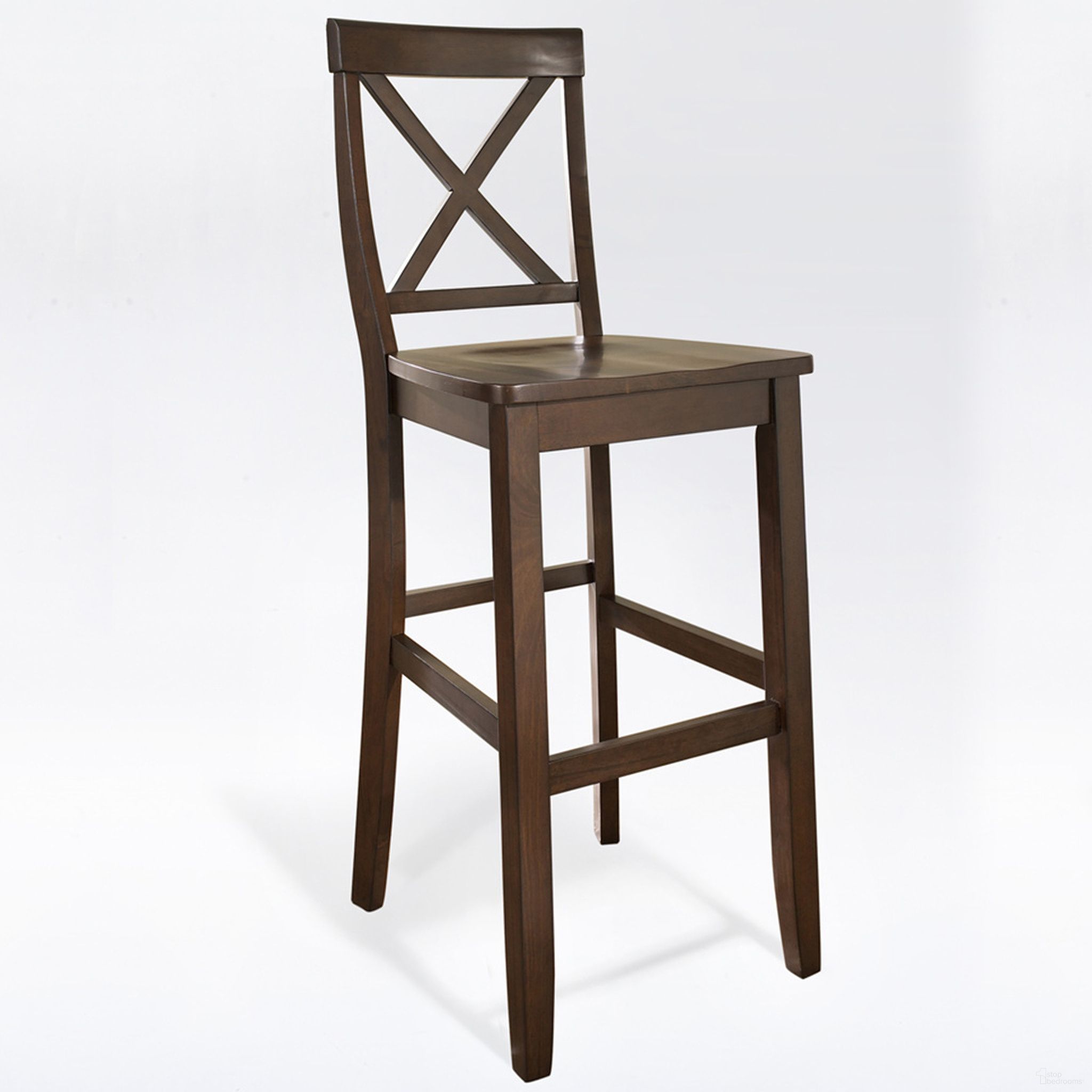 The appearance of X-Back 2-Piece Barstool Set In Mahogany designed by Crosley Brands in the traditional interior design. This mahogany piece of furniture was selected by 1StopBedrooms from X-Back Collection to add a touch of cosiness and style into your home. Sku: CF500430-MA. Material: Solid Rubberwood.