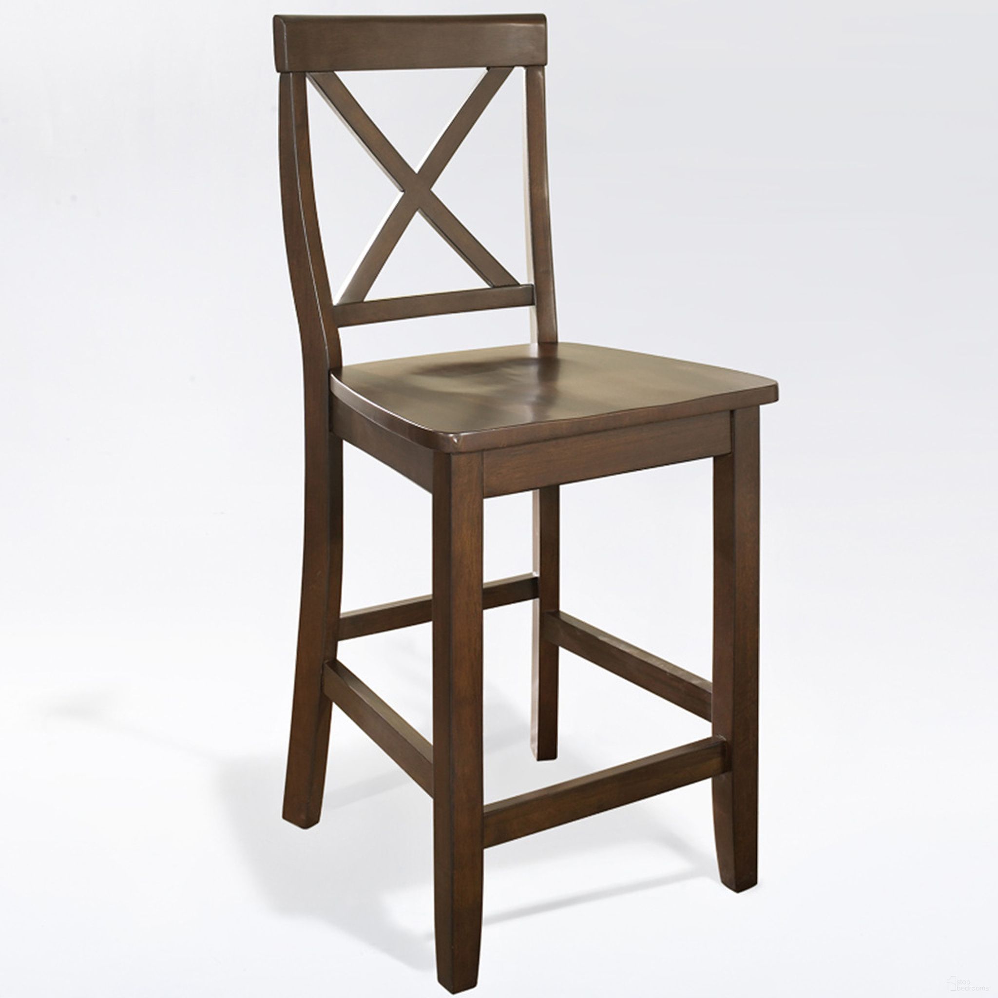 The appearance of X-Back 2-Piece Counter Height Barstool Set In Mahogany designed by Crosley Brands in the traditional interior design. This mahogany piece of furniture was selected by 1StopBedrooms from X-Back Collection to add a touch of cosiness and style into your home. Sku: CF500424-MA. Material: Solid Rubberwood.