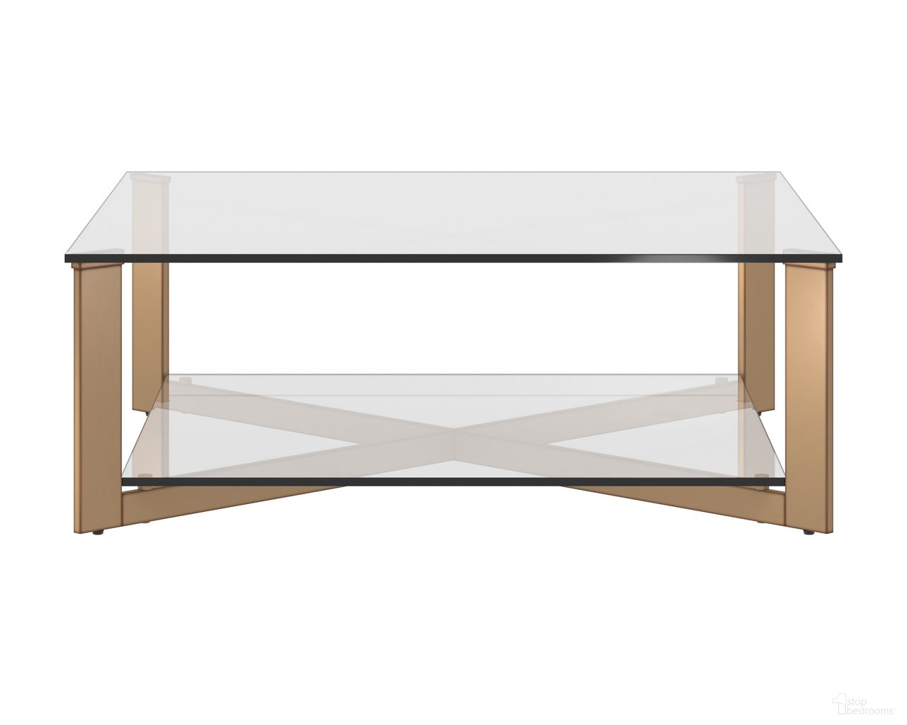 Xavier Coffee Table In Antique Brass and Clear