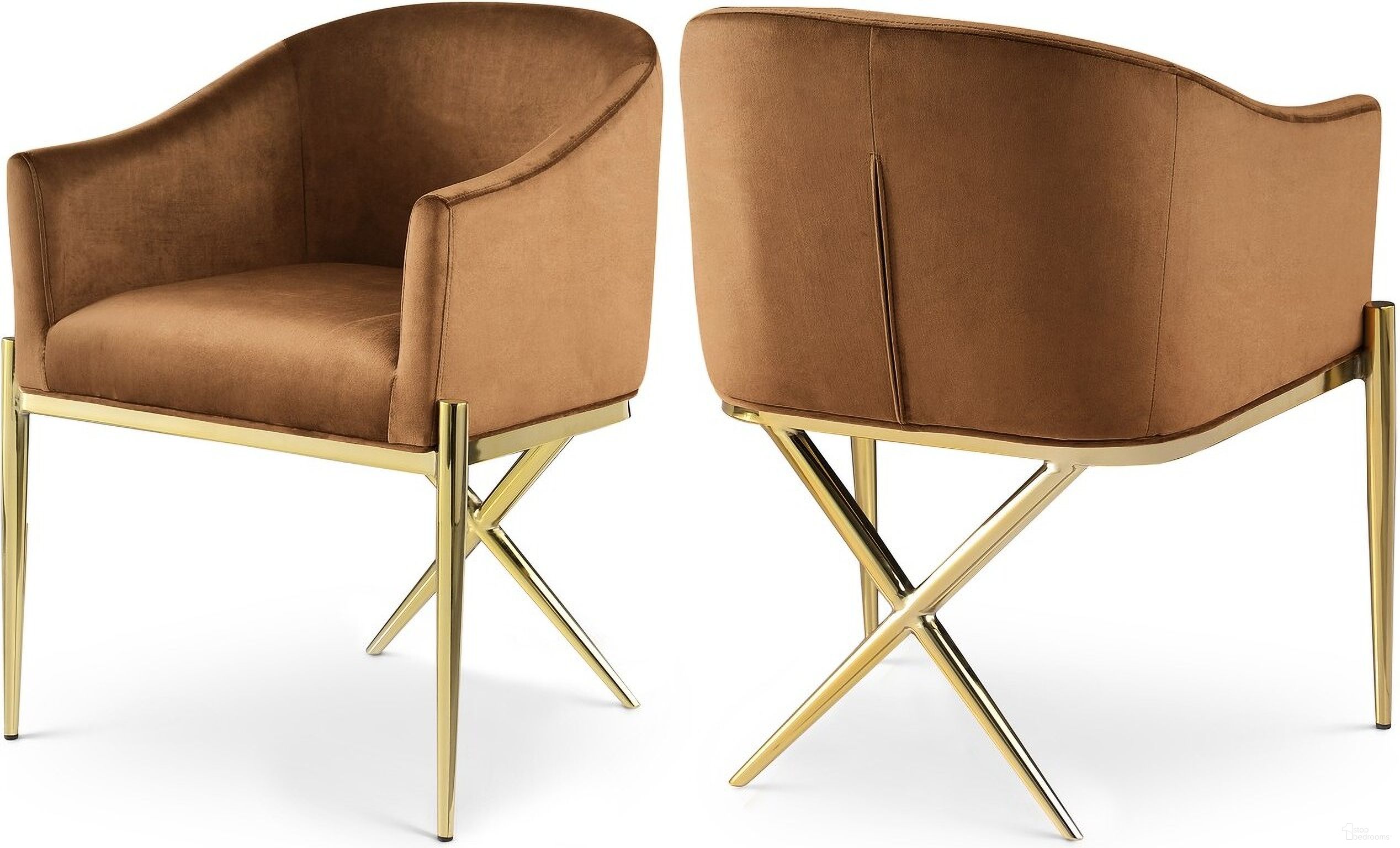 Xavier Velvet Dining Chair In Saddle by Meridian 1StopBedrooms