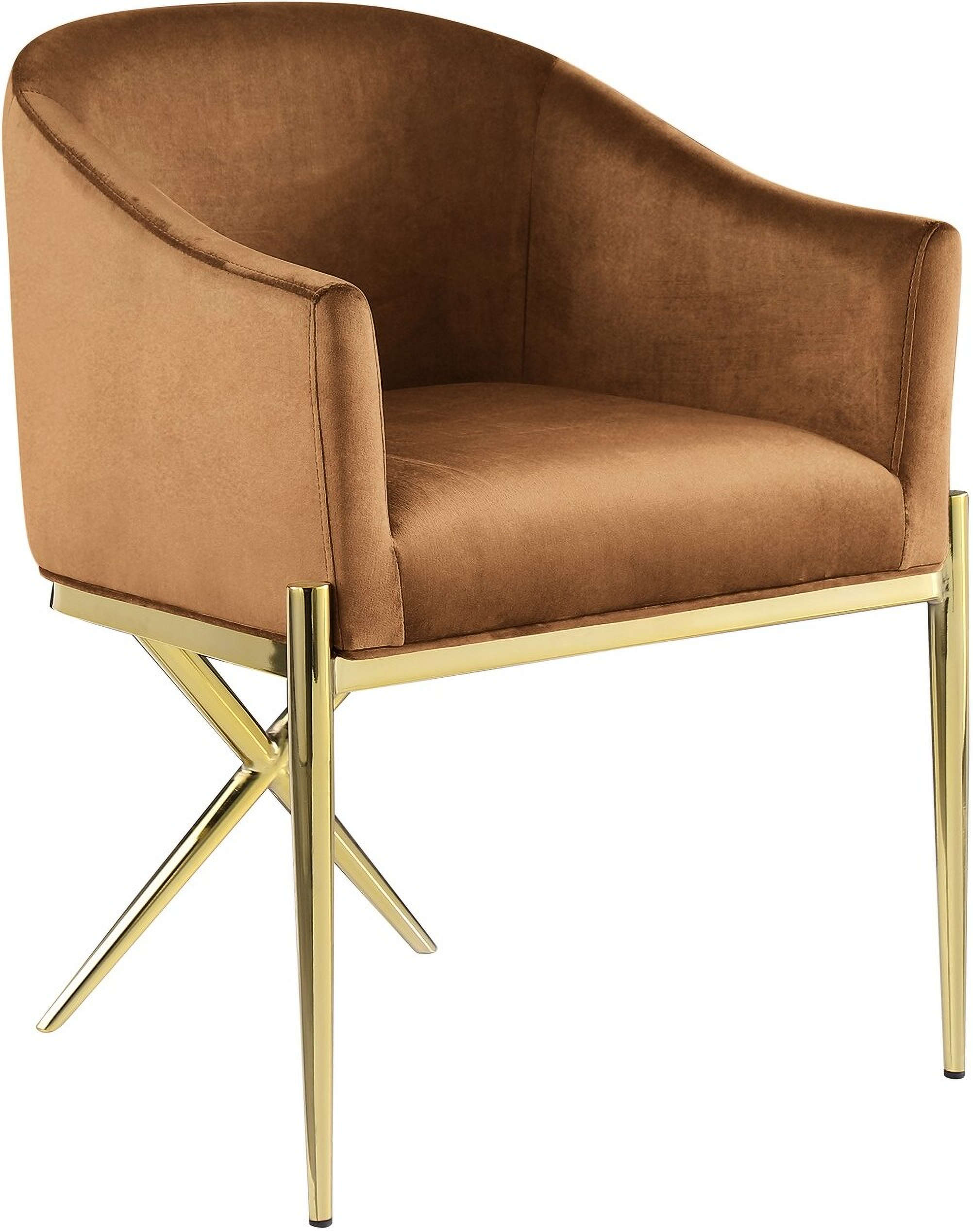 Xavier Velvet Dining Chair In Saddle by Meridian 1StopBedrooms