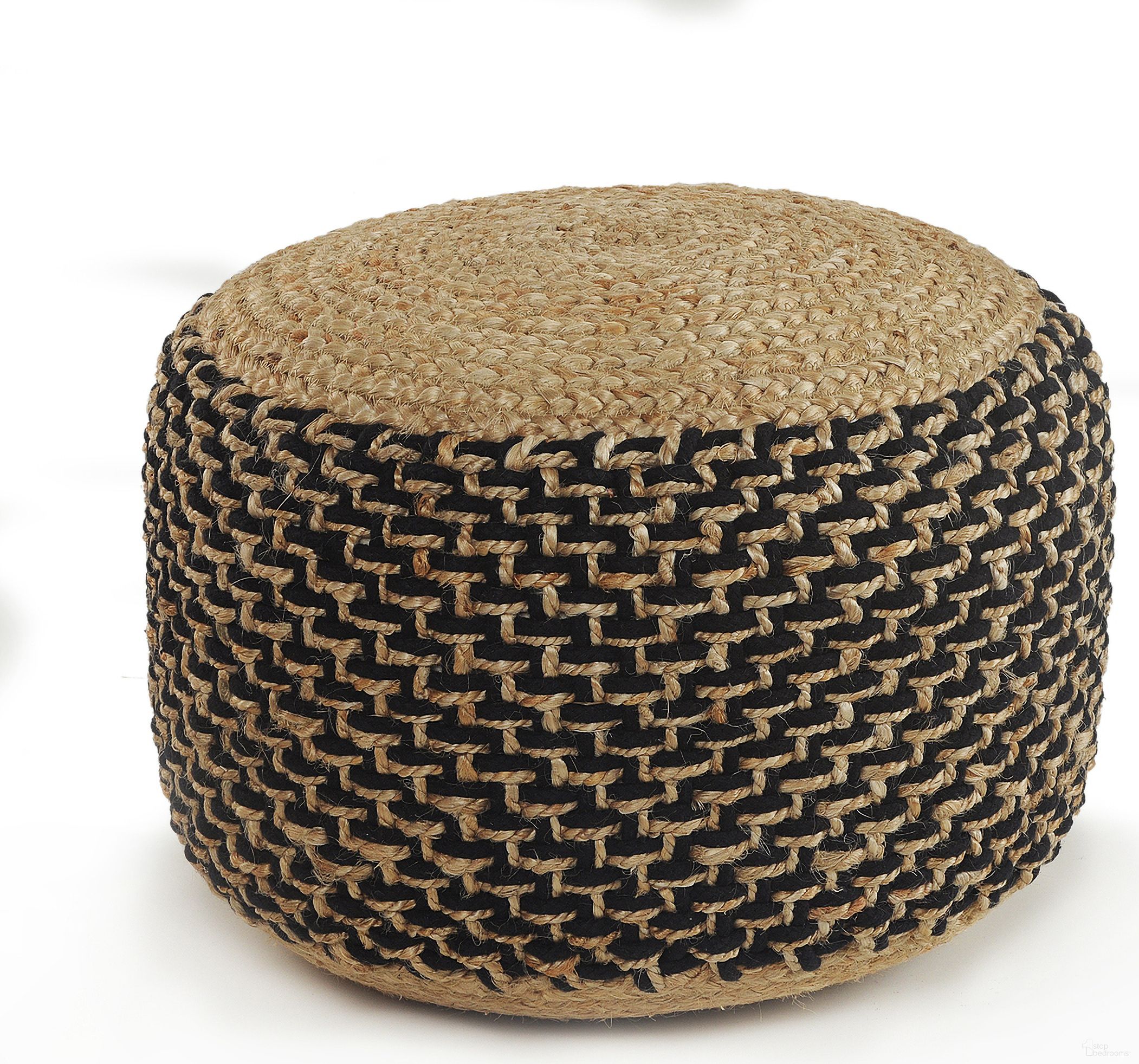 The appearance of Xavro Geometric Hand-Woven All-Natural Jute Blend Ottoman Pouf In Tan and Black designed by Rajani Home in the bohemian interior design. This tan/black piece of furniture was selected by 1StopBedrooms from Bova Collection to add a touch of cosiness and style into your home. Sku: 3C816808G49348. Material: Jute.