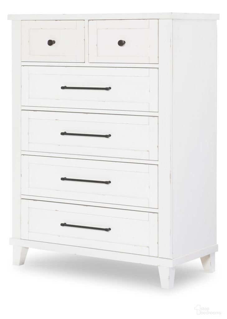 The appearance of XXX's and OOO's 5 Drawer Chest In Cotton designed by Legacy Classic in the transitional interior design. This cotton piece of furniture  was selected by 1StopBedrooms from XXX's And OOO's Collection to add a touch of cosiness and style into your home. Sku: TY4421-2200. Material: Birch Veneer.