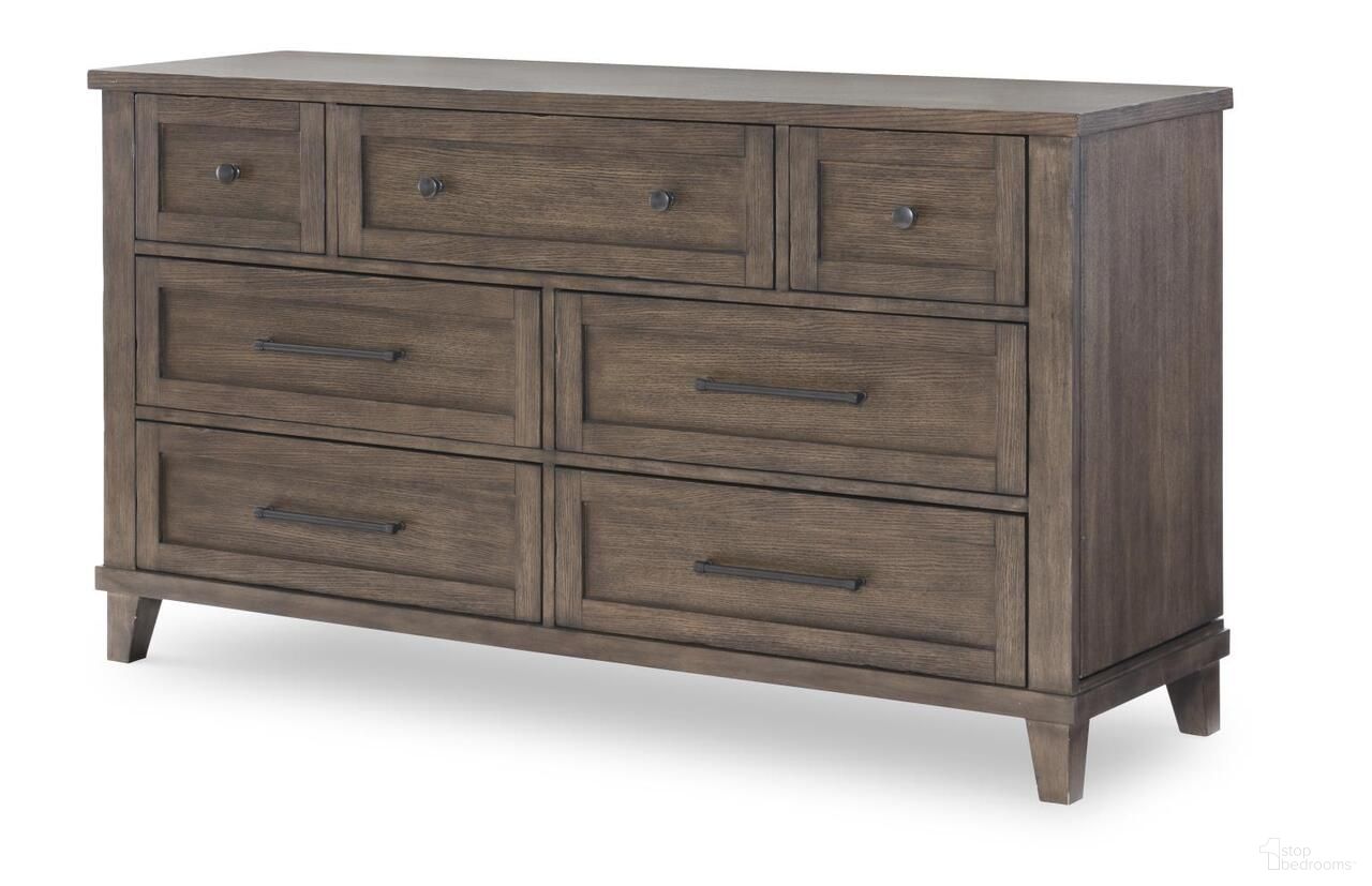 The appearance of XXX's and OOO's 7 Drawer Dresser In Cocoa designed by Legacy Classic in the transitional interior design. This cocoa piece of furniture  was selected by 1StopBedrooms from XXX's And OOO's Collection to add a touch of cosiness and style into your home. Sku: TY4422-1200. Material: Oak Veneer.