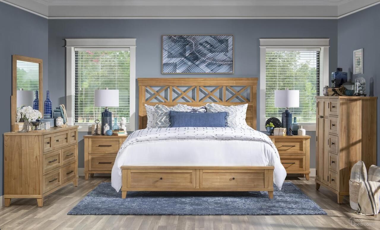 XXX's And OOO's Panel Bedroom Set with Storage Footboard In Amber