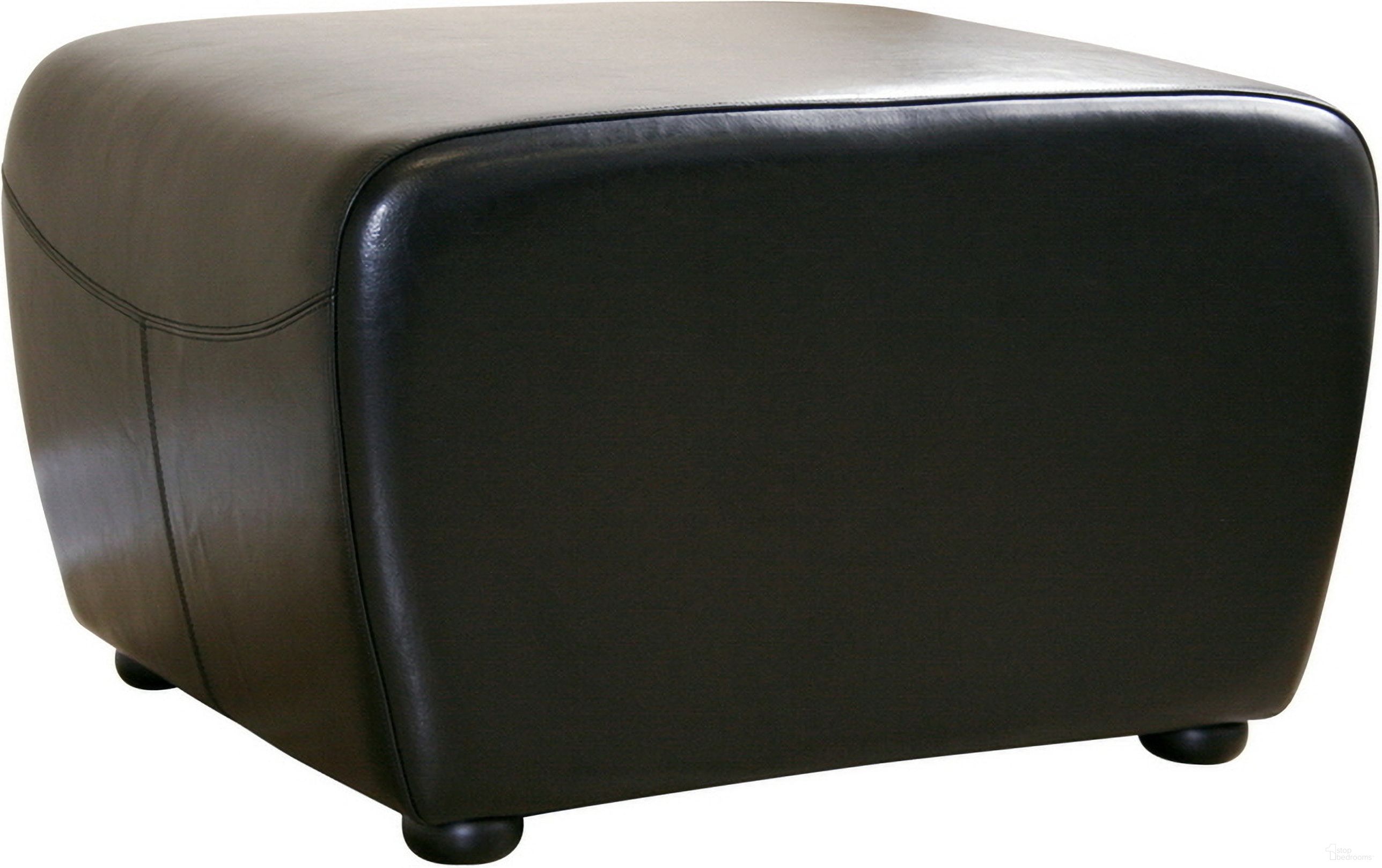 The appearance of Baxton Studio Black Full Leather Ottoman With Rounded Sides designed by Baxton Studio in the modern / contemporary interior design. This black piece of furniture  was selected by 1StopBedrooms from Black Collection to add a touch of cosiness and style into your home. Sku: Y-051-023-black. Material: Wood.