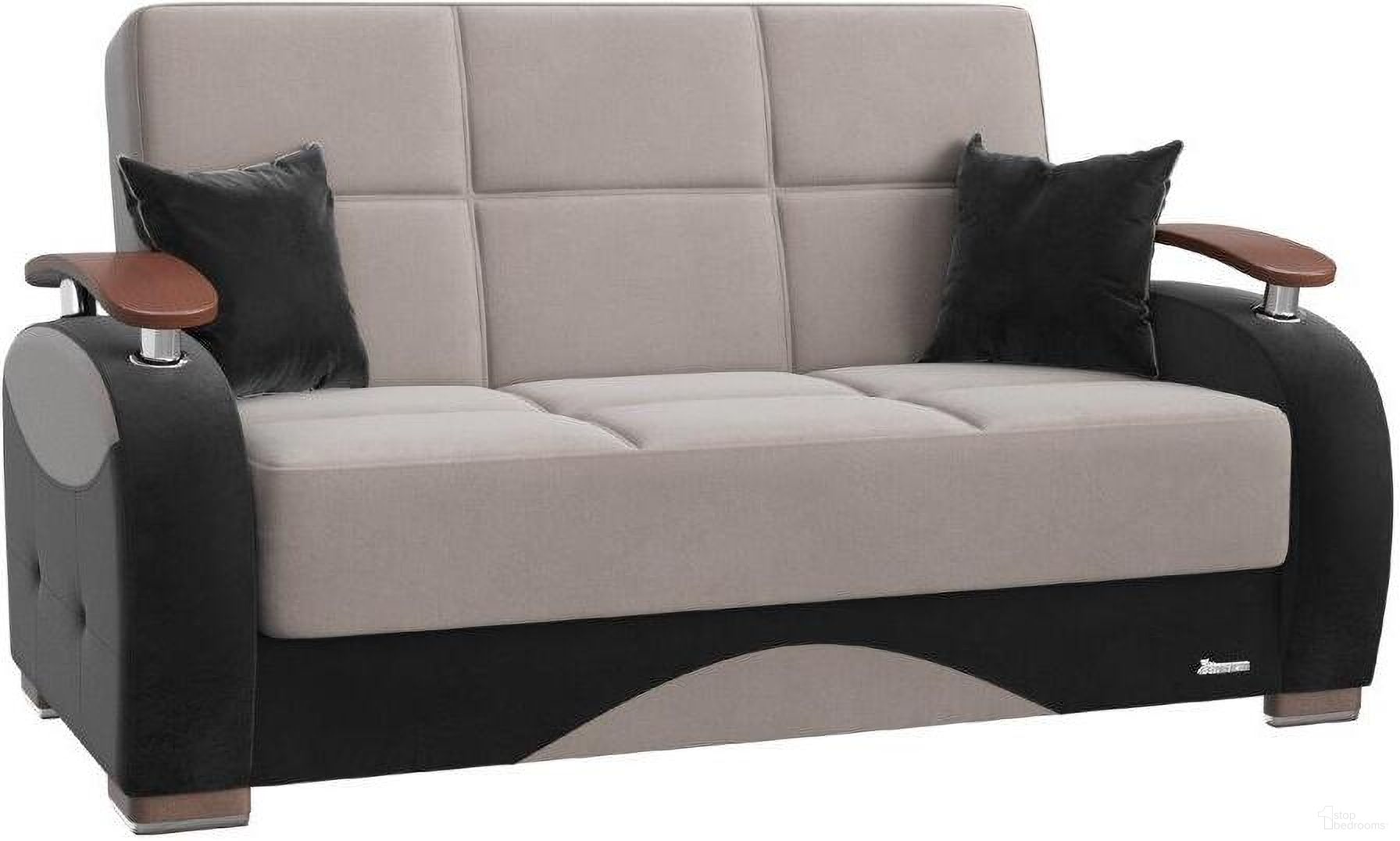 The appearance of Yafah Upholstered Convertible Loveseat with Storage In Gray designed by Casamode in the modern / contemporary interior design. This gray piece of furniture was selected by 1StopBedrooms from Yafah Collection to add a touch of cosiness and style into your home. Sku: YFH-LS-GY. Material: Microfiber.