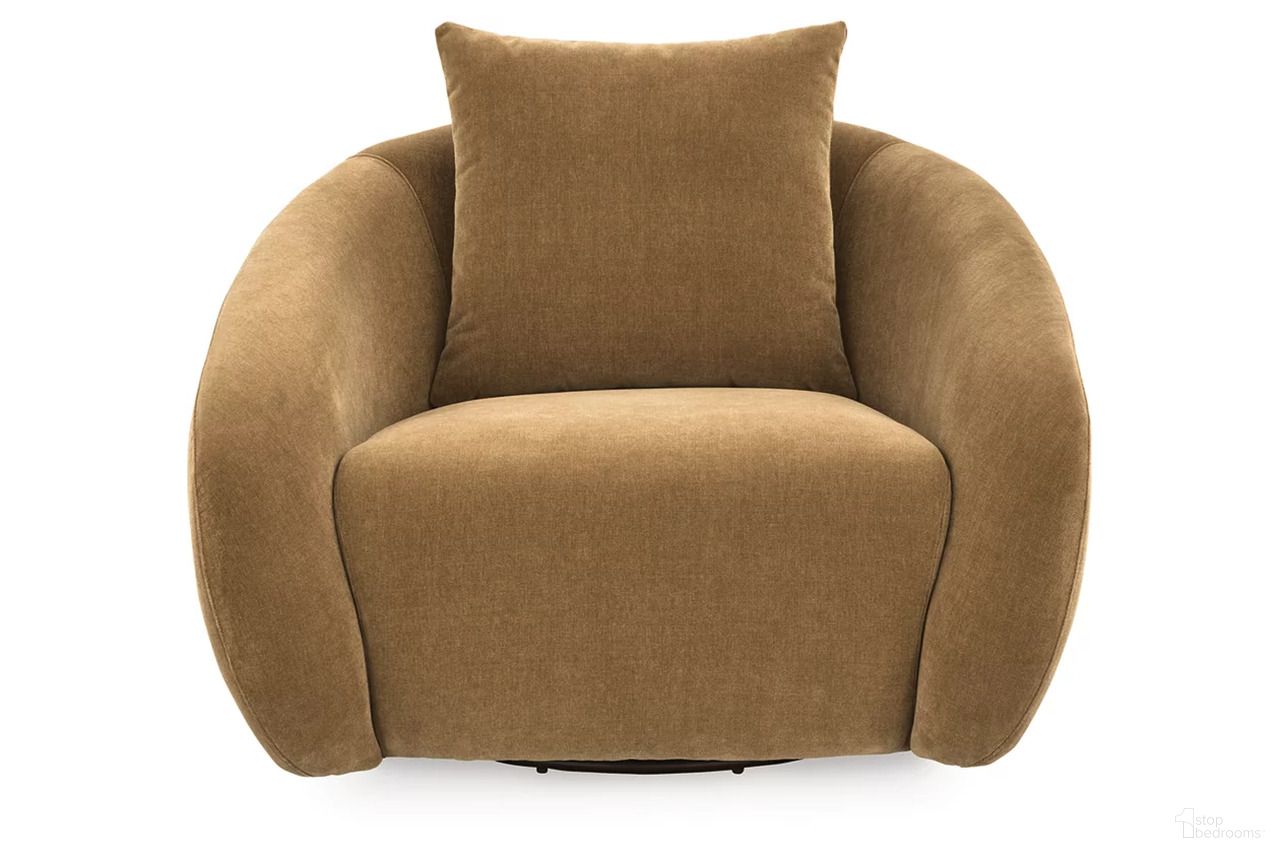 Yahya Swivel Accent Chair In Camel