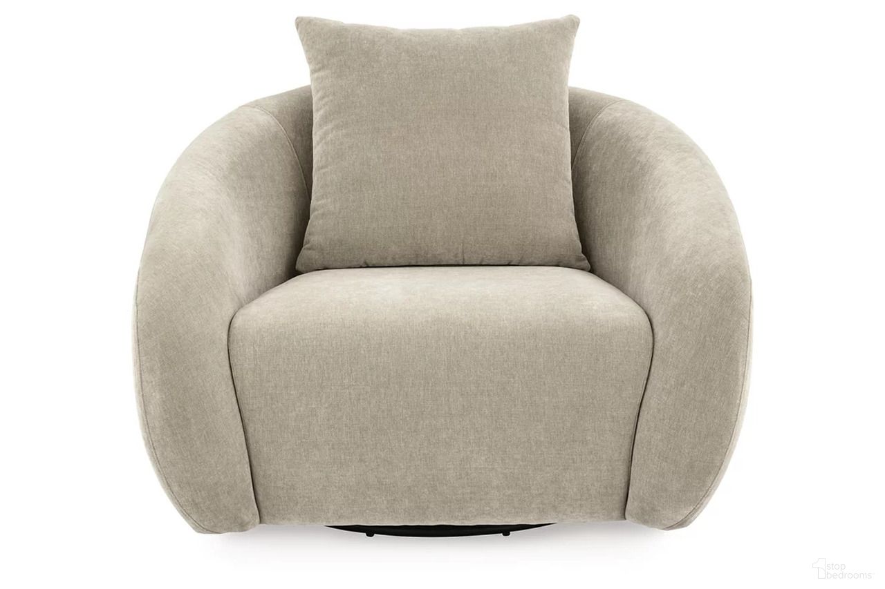 Yahya Swivel Accent Chair In Pebble
