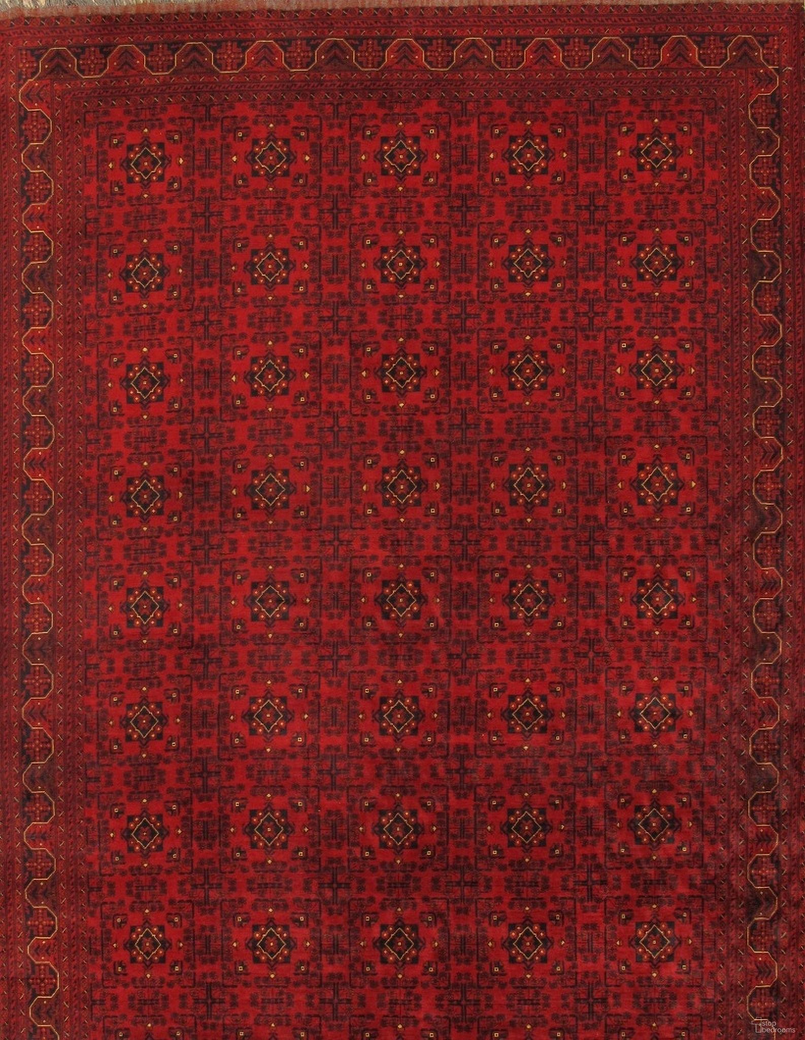 Yamoud Collection Hand-Knotted Lamb's Wool Area Rug- 9' 8" x 15' 6" In Burgundy
