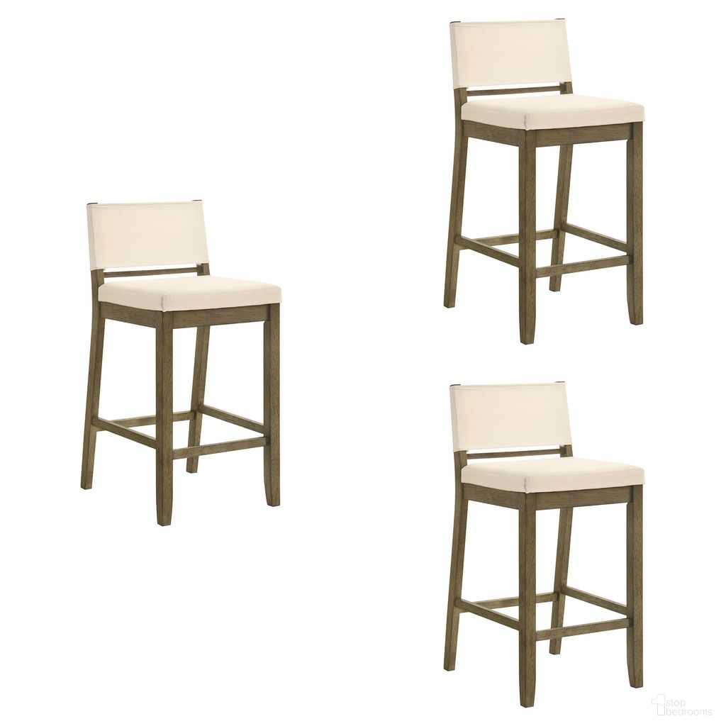 Yaneli Bar Height Bar Stool Set of 3 In Putty Brown and White