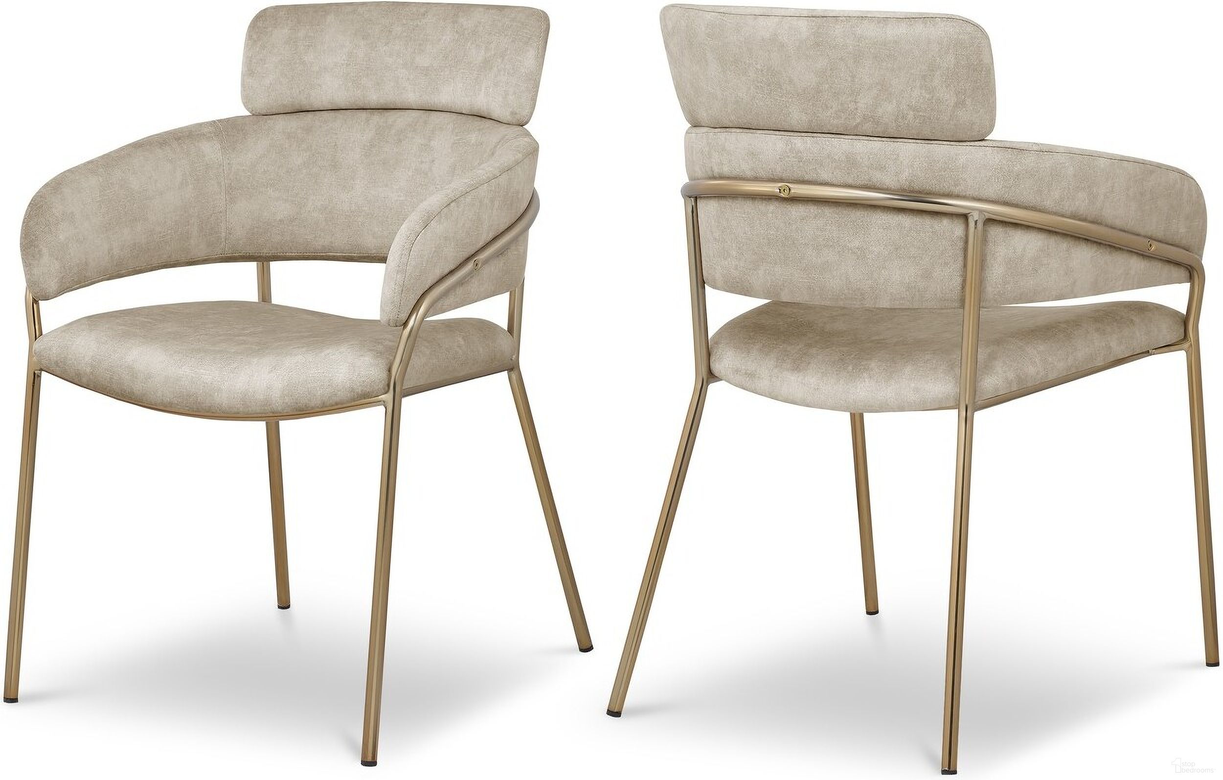 The appearance of Yara Velvet Dining Chair Set of 2 In Stone designed by Meridian in the modern / contemporary interior design. This stone piece of furniture  was selected by 1StopBedrooms from Yara Collection to add a touch of cosiness and style into your home. Sku: 549Stone-C. Material: Velvet. Chair Type: Arm Chair.