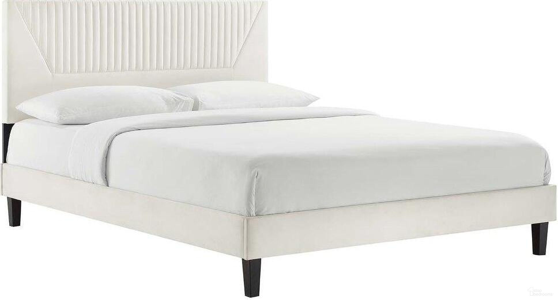 The appearance of Yasmine Channel Tufted Performance Velvet Queen Platform Bed In White MOD-6976-WHI designed by Modway in the transitional interior design. This white piece of furniture was selected by 1StopBedrooms from Yasmine Collection to add a touch of cosiness and style into your home. Sku: MOD-6266-WHI;MOD-6668-WHI. Bed Type: Platform Bed. Material: Fabric. Bed Size: Queen.