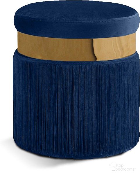 The appearance of Yasmine Velvet Ottoman/Stool In Navy designed by Meridian in the modern / contemporary interior design. This navy piece of furniture was selected by 1StopBedrooms from Yasmine Collection to add a touch of cosiness and style into your home. Sku: 142Navy. Material: Velvet.