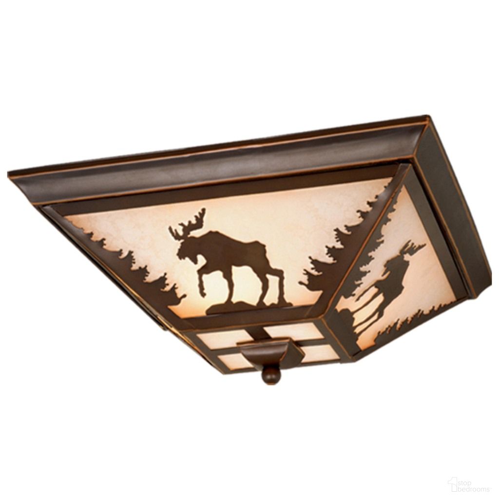 The appearance of Yellowstone 14 Inch Moose Flush Mount Ceiling Light In Burnished Bronze designed by Vaxcel in the rustic / southwestern interior design. This burnished bronze piece of furniture was selected by 1StopBedrooms from Yellowstone Collection to add a touch of cosiness and style into your home. Sku: CC55614BBZ. Material: Steel.