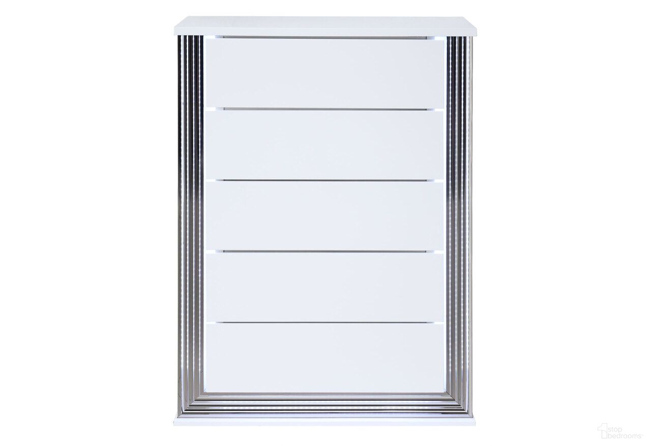 The appearance of Ylime Chest with LED In Smooth White designed by Global Furniture USA in the modern / contemporary interior design. This smooth white piece of furniture was selected by 1StopBedrooms from Ylime Collection to add a touch of cosiness and style into your home. Sku: YLIME-SMOOTH WHITE-CH W/ LED. Material: Chip Board.