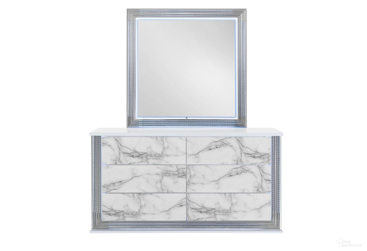 The appearance of Ylime Marble Dresser with LED In White designed by Global Furniture USA in the modern / contemporary interior design. This white piece of furniture was selected by 1StopBedrooms from Ylime Collection to add a touch of cosiness and style into your home. Sku: YLIME-WHITE MARBLE-DR W/ LED. Material: Chip Board.