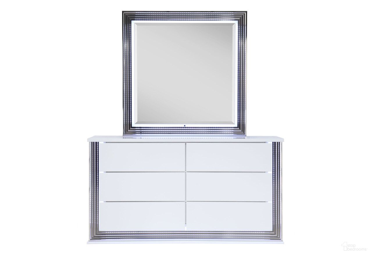 The appearance of Ylime Mirror with LED In Smooth White designed by Global Furniture USA in the modern / contemporary interior design. This smooth white piece of furniture was selected by 1StopBedrooms from Ylime Collection to add a touch of cosiness and style into your home. Sku: YLIME-SMOOTH WHITE-MR W/ LED. Material: Chip Board.