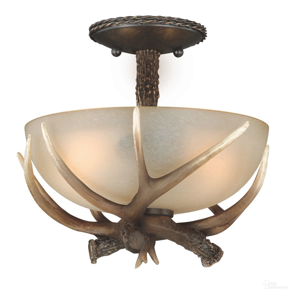 The appearance of Yoho 12 Inch Antler Semi Flush Ceiling Light In Black Walnut designed by Vaxcel in the rustic / southwestern interior design. This black walnut piece of furniture  was selected by 1StopBedrooms from Yoho Collection to add a touch of cosiness and style into your home. Sku: C0014. Material: Polyresin.