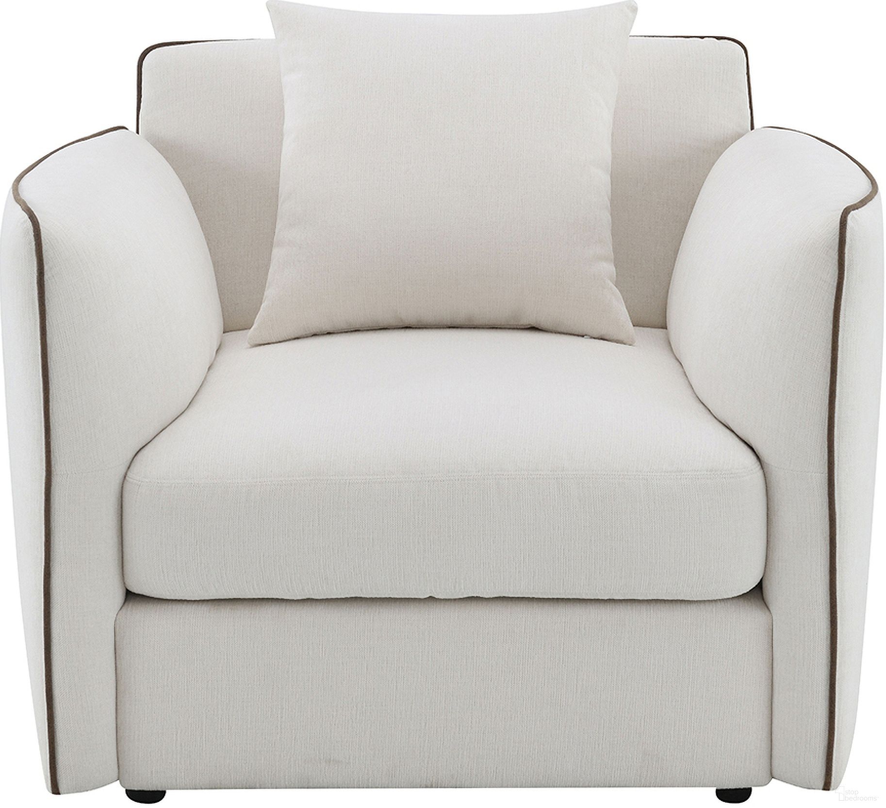 The appearance of Yolanda Chair with Pillow In Beige Chenille designed by ACME in the modern / contemporary interior design. This beige chenille piece of furniture  was selected by 1StopBedrooms from Yolanda Collection to add a touch of cosiness and style into your home. Sku: LV03607. Material: Fabric.