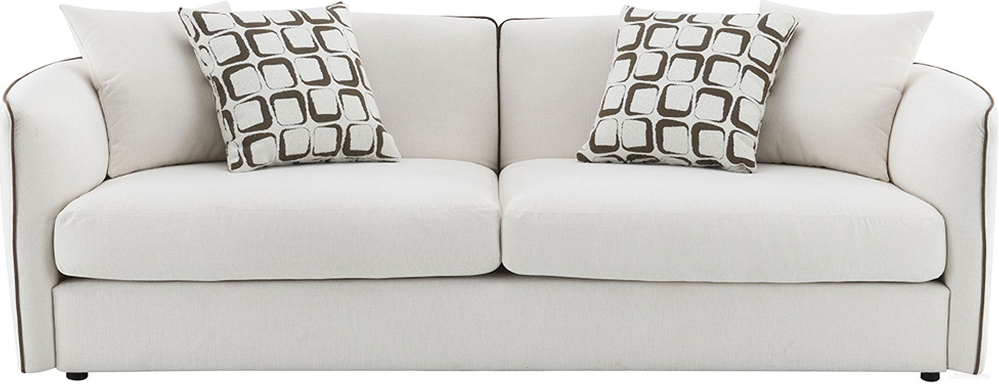The appearance of Yolanda Sofa with 4 Pillows In Beige Chenille designed by ACME in the modern / contemporary interior design. This beige chenille piece of furniture  was selected by 1StopBedrooms from Yolanda Collection to add a touch of cosiness and style into your home. Sku: LV03605. Material: Fabric.