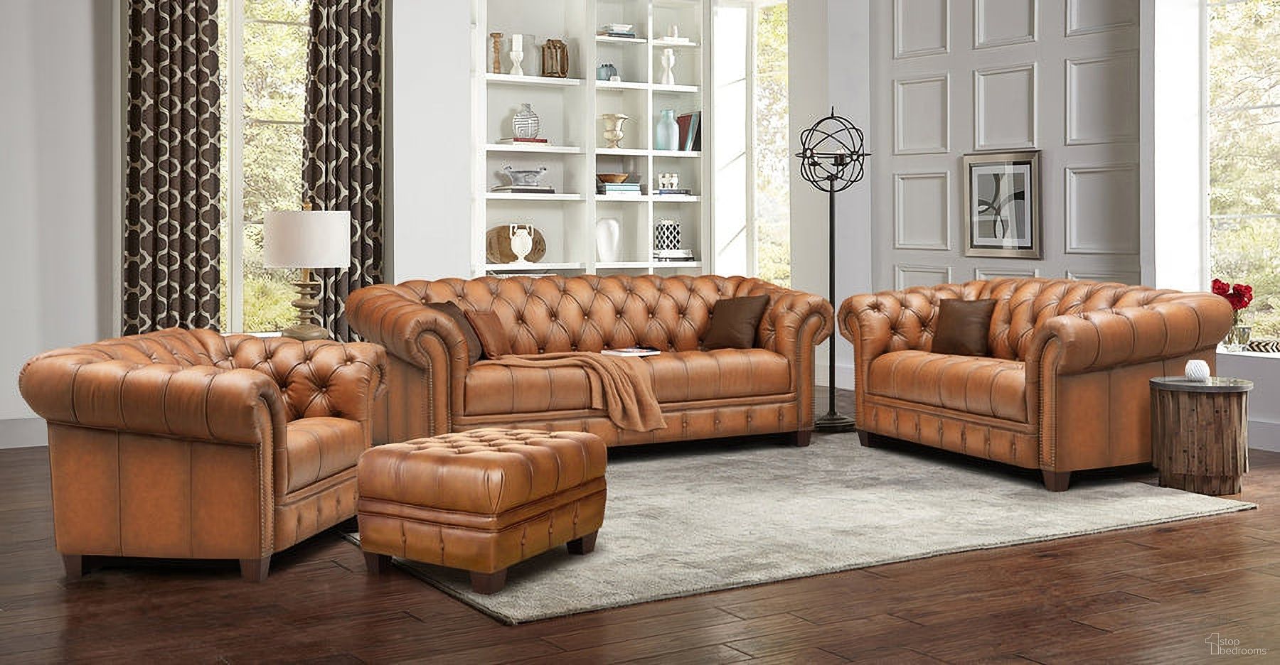 The appearance of York Leather Living Room Set In Saddle Brown designed by Hydeline in the modern / contemporary interior design. This saddle brown piece of furniture was selected by 1StopBedrooms from York Collection to add a touch of cosiness and style into your home. Sku: 67239-30V01-LS2825;67239-20V01-LS2825. Material: Leather.