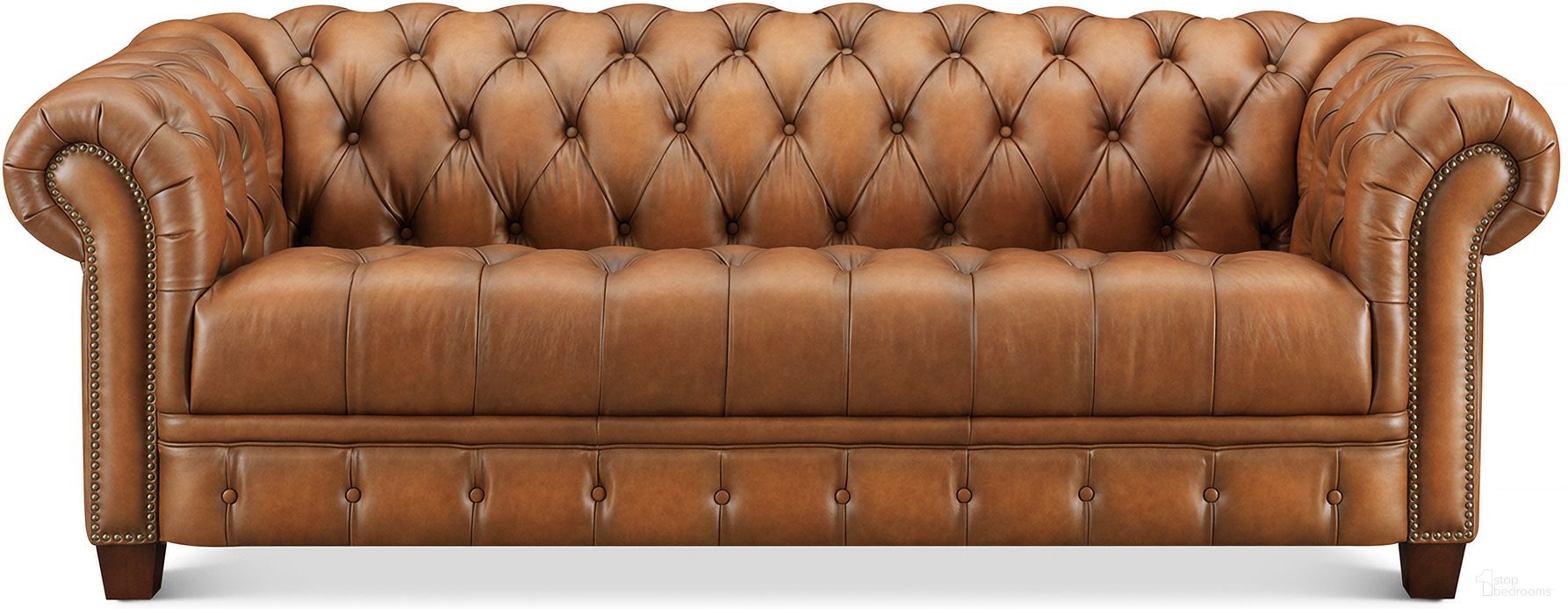 The appearance of York Leather Sofa In Saddle Brown designed by Hydeline in the modern / contemporary interior design. This saddle brown piece of furniture was selected by 1StopBedrooms from York Collection to add a touch of cosiness and style into your home. Sku: 67239-30V01-LS2825. Material: Leather.