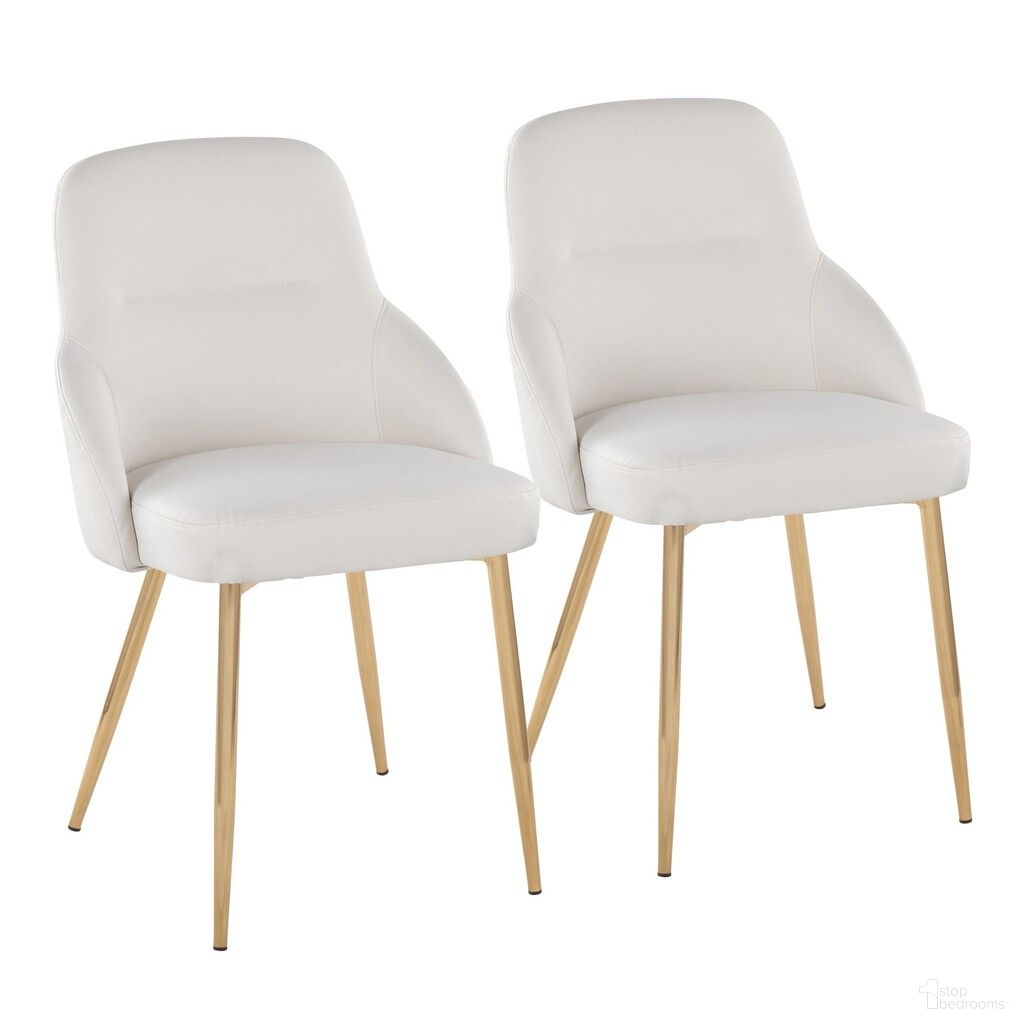 The appearance of York Upholstered Chair Set of 2 In Gold and White designed by Lumisource in the modern / contemporary interior design. This gold and white piece of furniture  was selected by 1StopBedrooms from York Collection to add a touch of cosiness and style into your home. Sku: CH-YORKUPPU-HLF2 AUW2. Material: Foam. Chair Type: Side Chair.