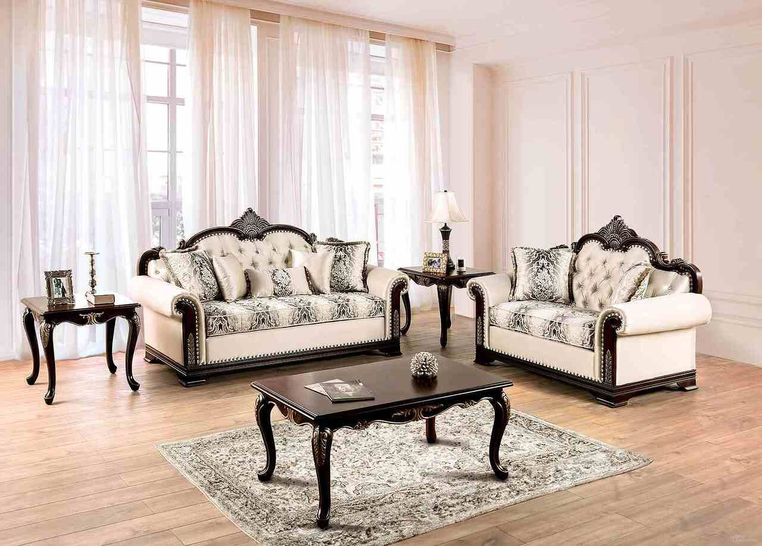 The appearance of Yucatan Living Room Set In Dark Cherry and Beige designed by Furniture of America in the traditional interior design. This dark cherry and beige piece of furniture  was selected by 1StopBedrooms from Yucatan Collection to add a touch of cosiness and style into your home. Sku: FM65004BG-SF-1;FM65004BG-SF-2;FM65004BG-LV-1;FM65004BG-LV-2. Material: Fabric.