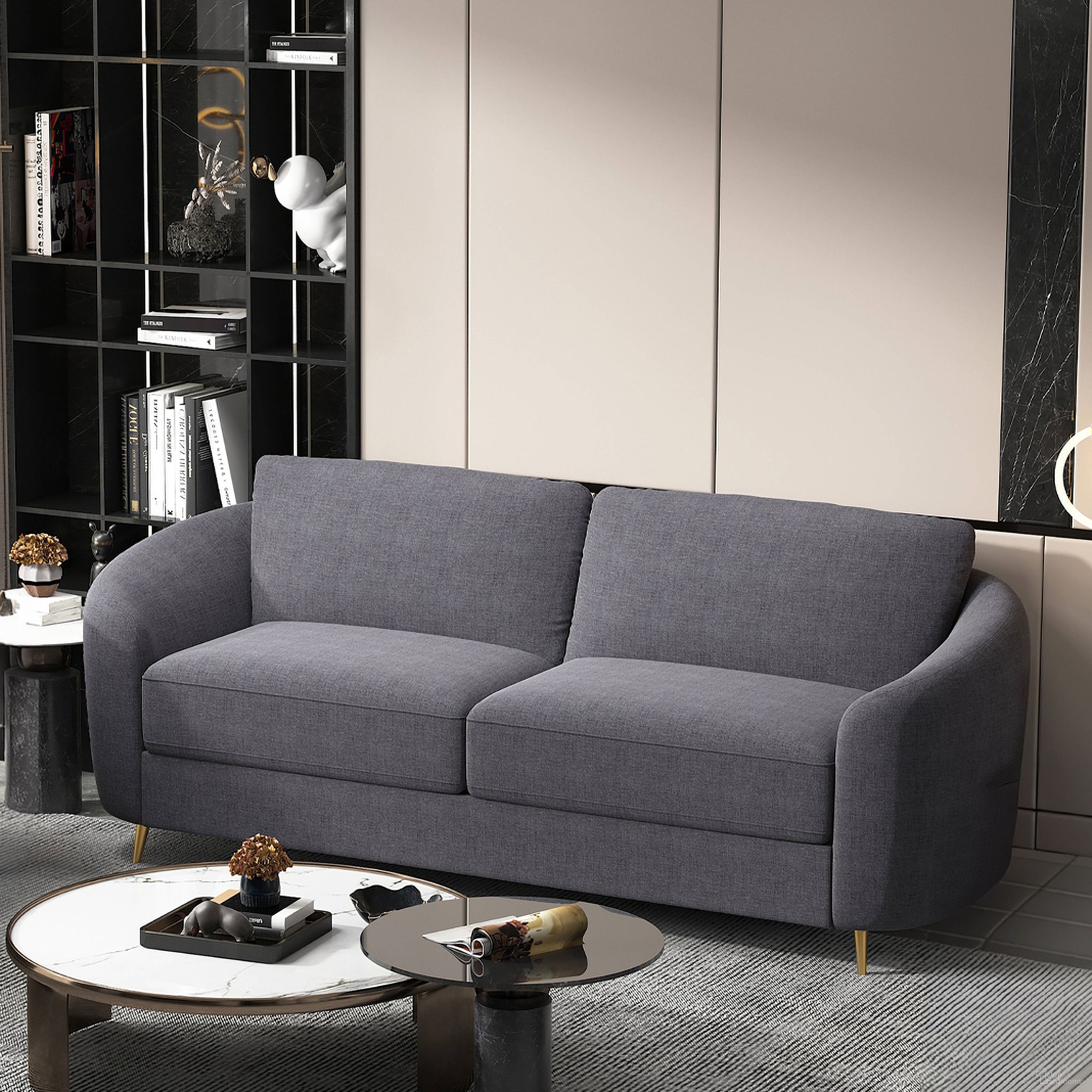 The appearance of Yuina Sofa In Gray designed by ACME in the modern / contemporary interior design. This gray piece of furniture was selected by 1StopBedrooms from Yuina Collection to add a touch of cosiness and style into your home. Sku: LV01771-1;LV01771-2. Material: Wood.