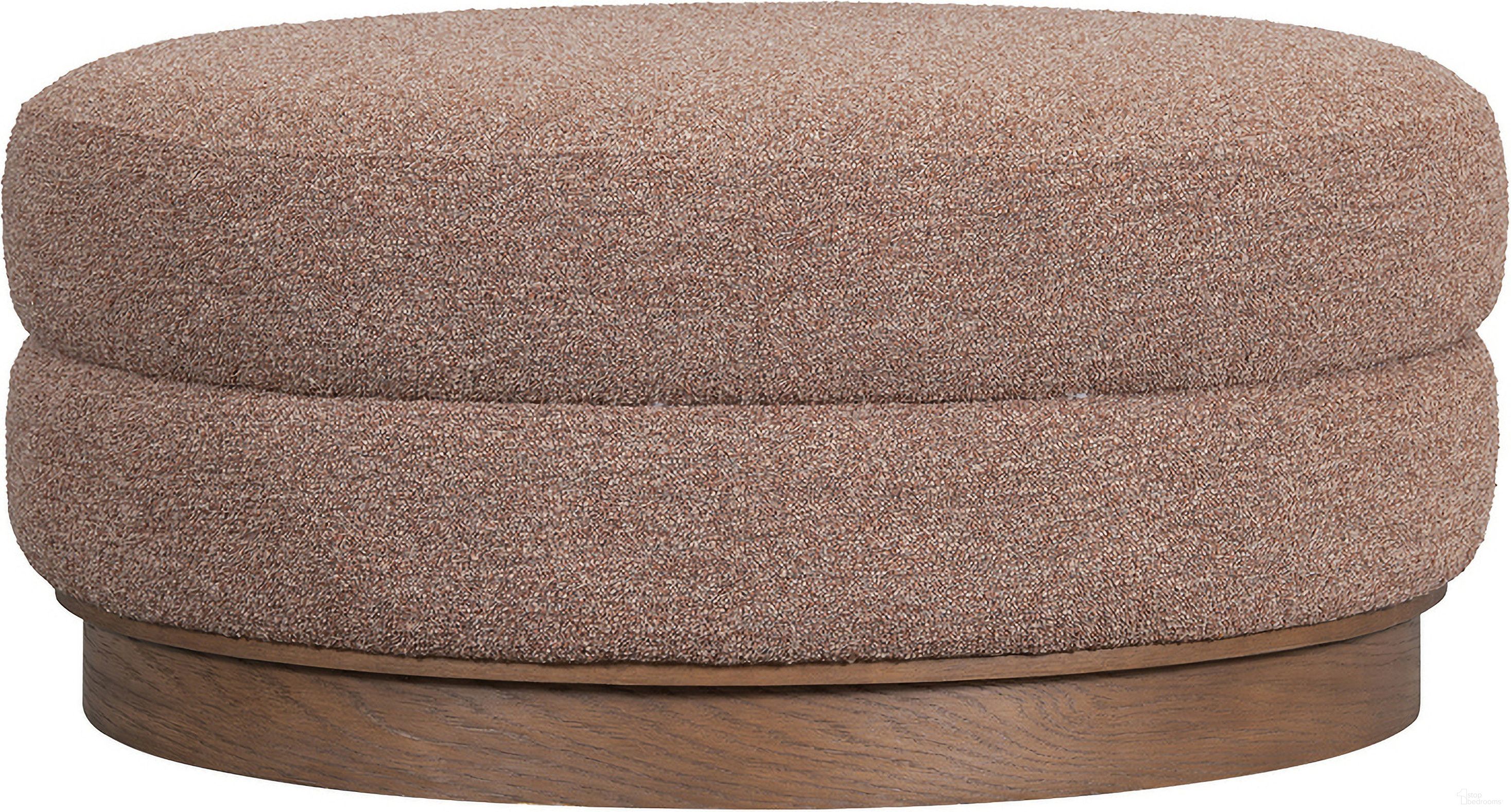 The appearance of Yukon 42 Inch Upholstered Polyester Oak Modern Design Round Ottoman In Beige and Brown designed by Salted Oak in the modern / contemporary interior design. This beige and brown piece of furniture  was selected by 1StopBedrooms from Yukon Collection to add a touch of cosiness and style into your home. Sku: STO4401-WMP. Material: Polyester.