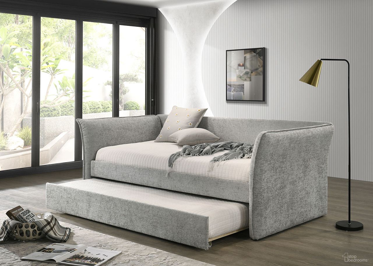 The appearance of Yuri Twin Daybed with Trundle In Gray designed by Furniture of America in the modern / contemporary interior design. This gray piece of furniture was selected by 1StopBedrooms from Yuri Collection to add a touch of cosiness and style into your home. Sku: FM1203GY-1;FM1203GY-2. Bed Type: Daybed. Material: Fabric. Bed Size: Twin.